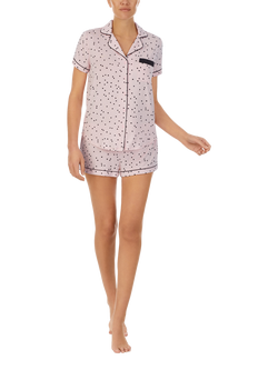 Kate Spade Spot Shorty Pyjama Set, Pink/Black, Pink/Black