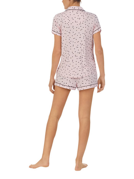 Kate Spade Spot Shorty Pyjama Set, Pink/Black - view 2, Pink/Black