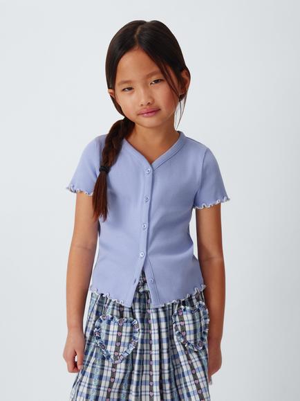 John Lewis Kids' Plain/Floral Ribbed Tops, Pack of 2, Multi - view 2, Multi