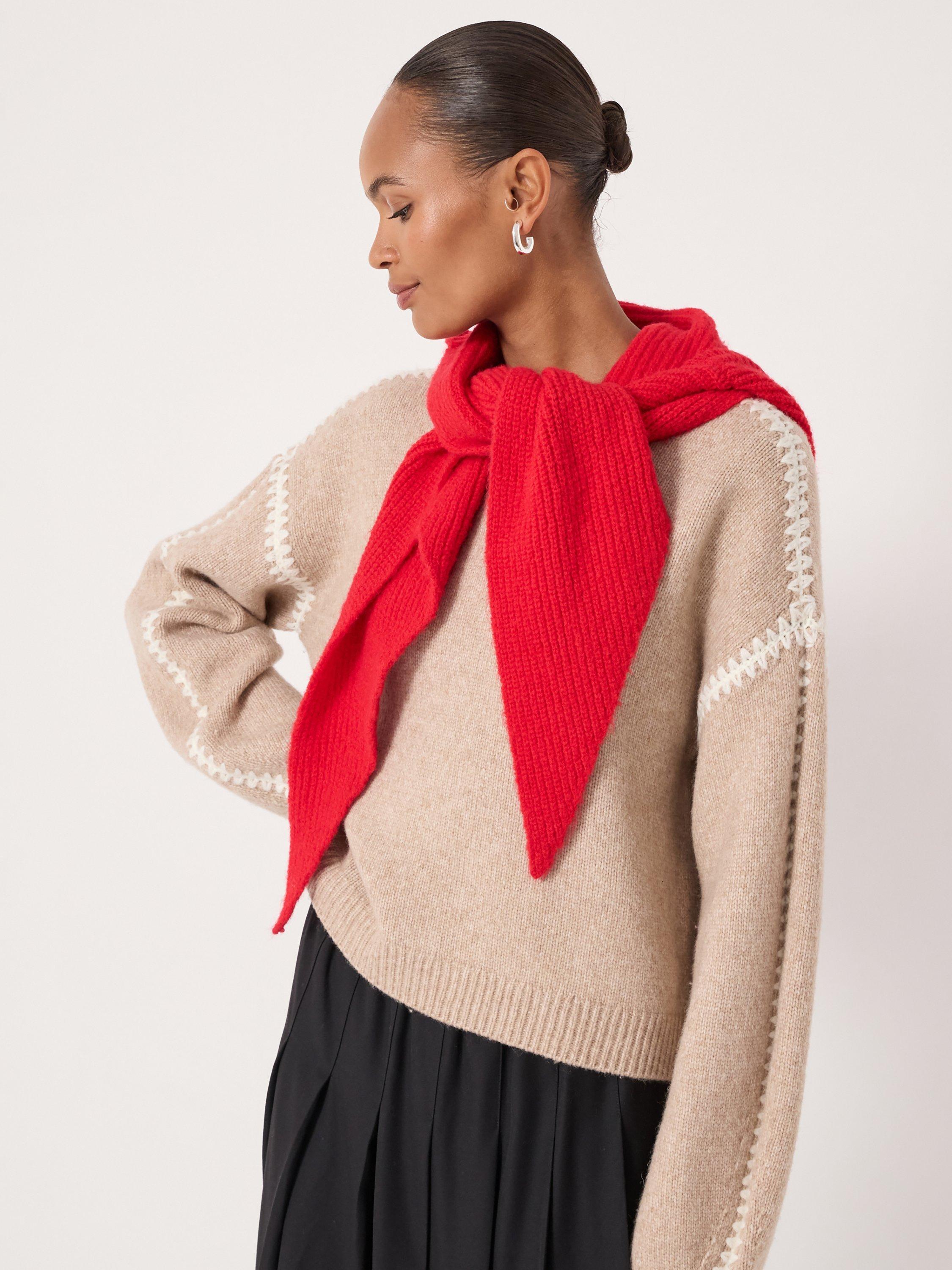 Product image 1 of 4, which shows HUSH Knit Hood Scarf, Bright Red, One Size