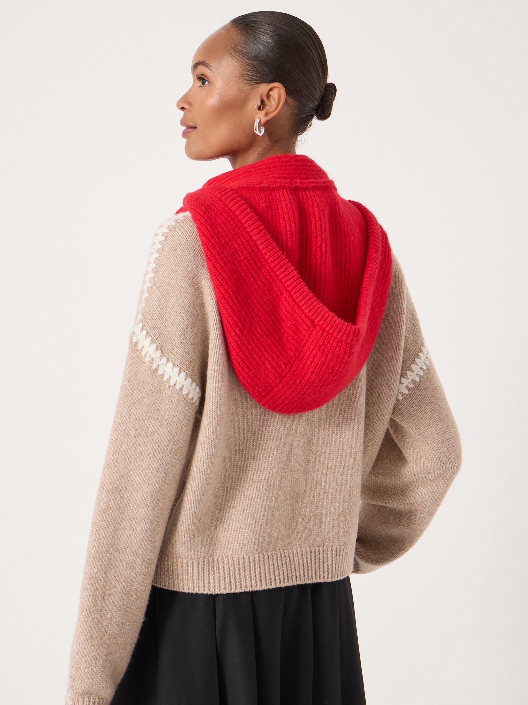 Product image 2 of 4, which shows HUSH Knit Hood Scarf, Bright Red, One Size