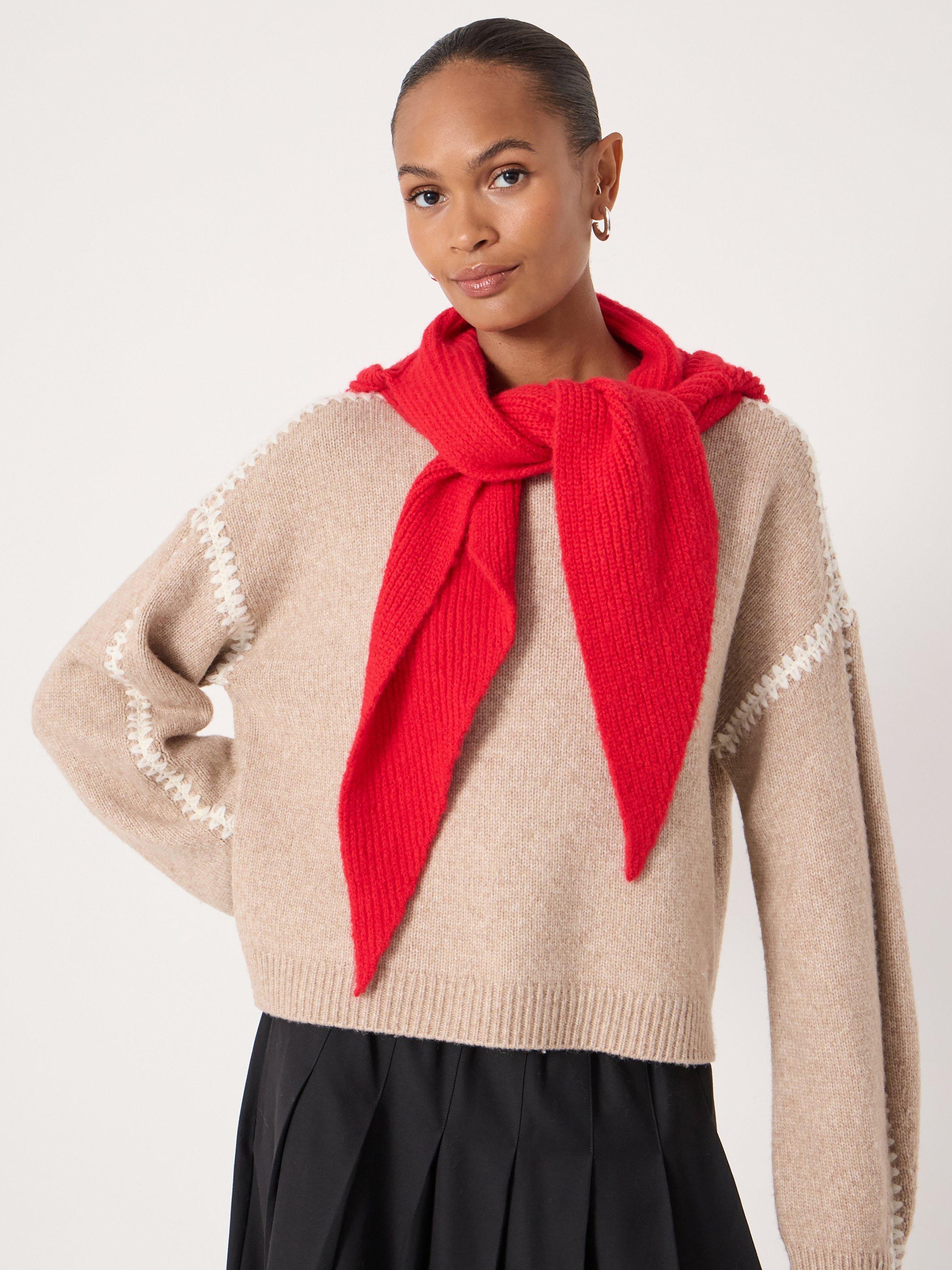 Product image 3 of 4, which shows HUSH Knit Hood Scarf, Bright Red, One Size