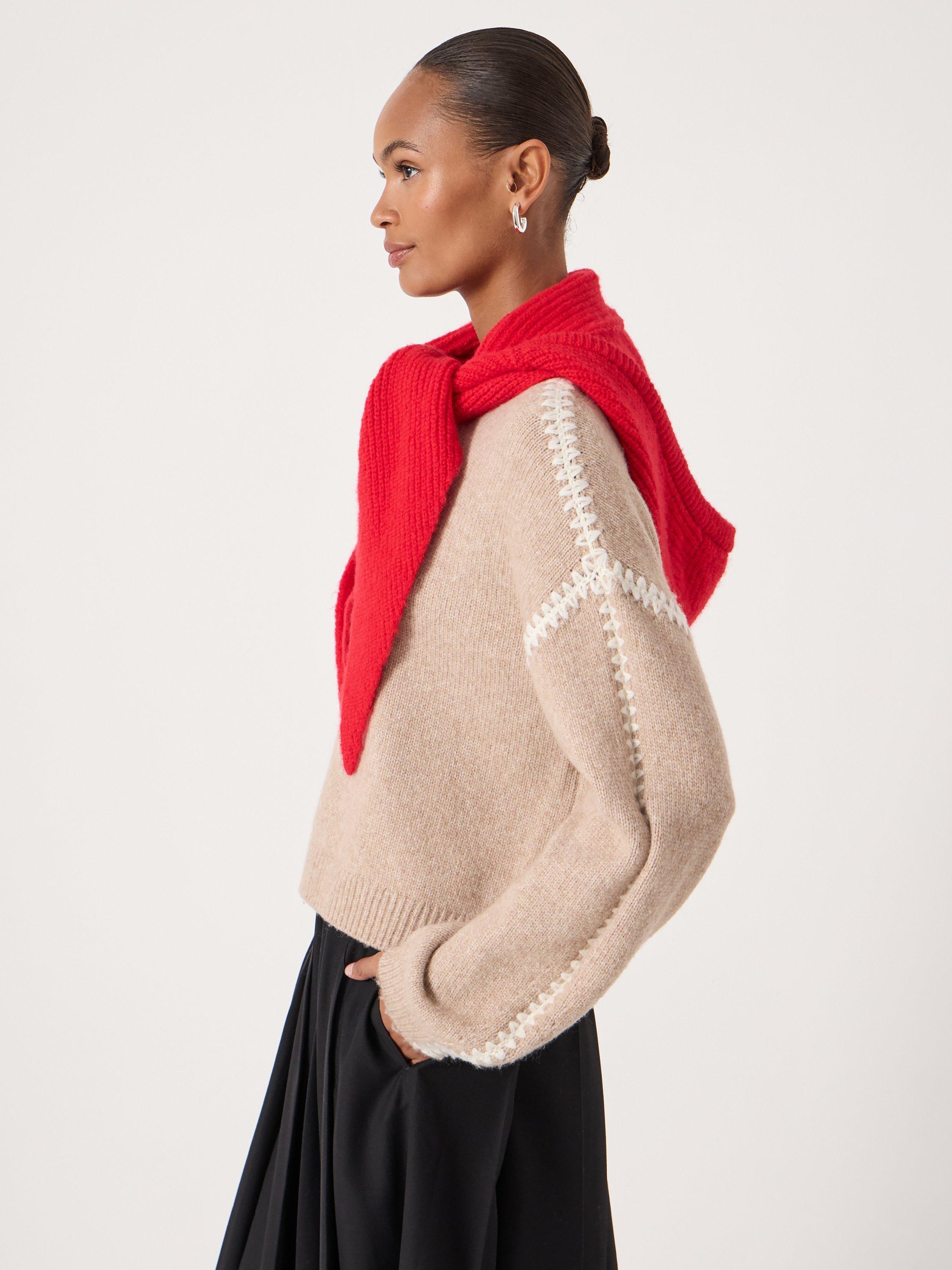 Product image 4 of 4, which shows HUSH Knit Hood Scarf, Bright Red, One Size