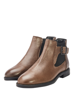 Moda in Pelle Bryana Leather Buckle Chelsea Boots, Grey - view 2, Grey