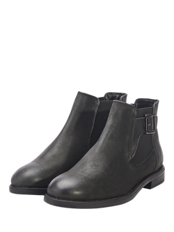 Moda in Pelle Bryana Leather Buckle Chelsea Boots, Jet Black - view 2, Jet Black