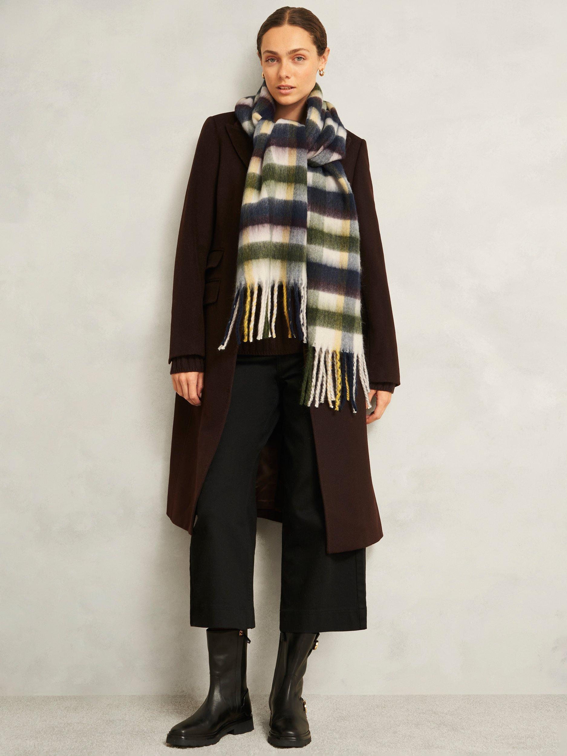 Product image 2 of 3, which shows Hobbs Danica Check Print Scarf, Cream/Multi, One Size