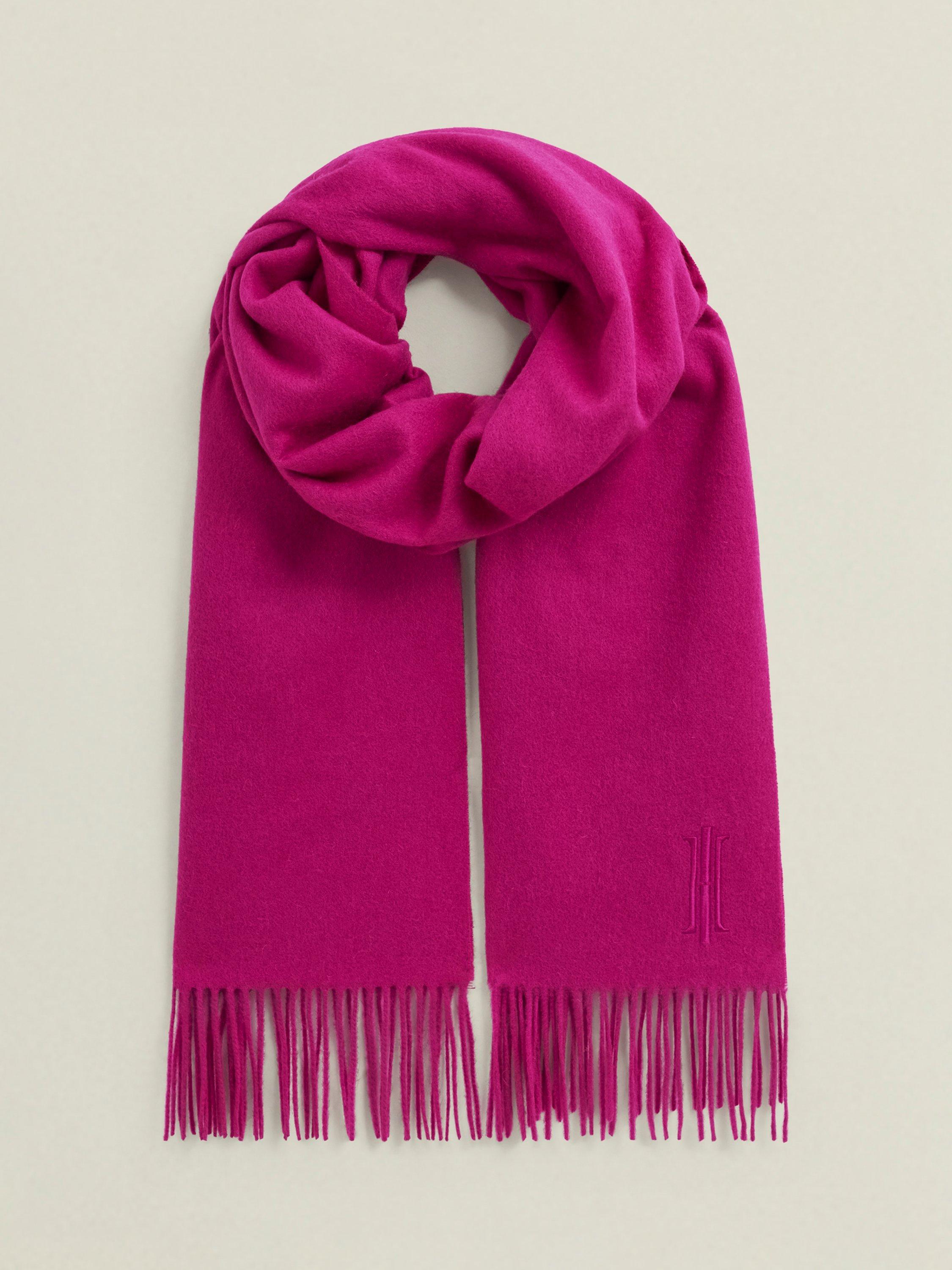 Product image 1 of 2, which shows Hobbs Emery Pure Wool Scarf, Deep Rose Pink, One Size