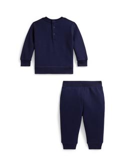 Ralph Lauren Baby Logo Sweatshirt & Joggers Set, Newport Navy - view 2, Newport Navy