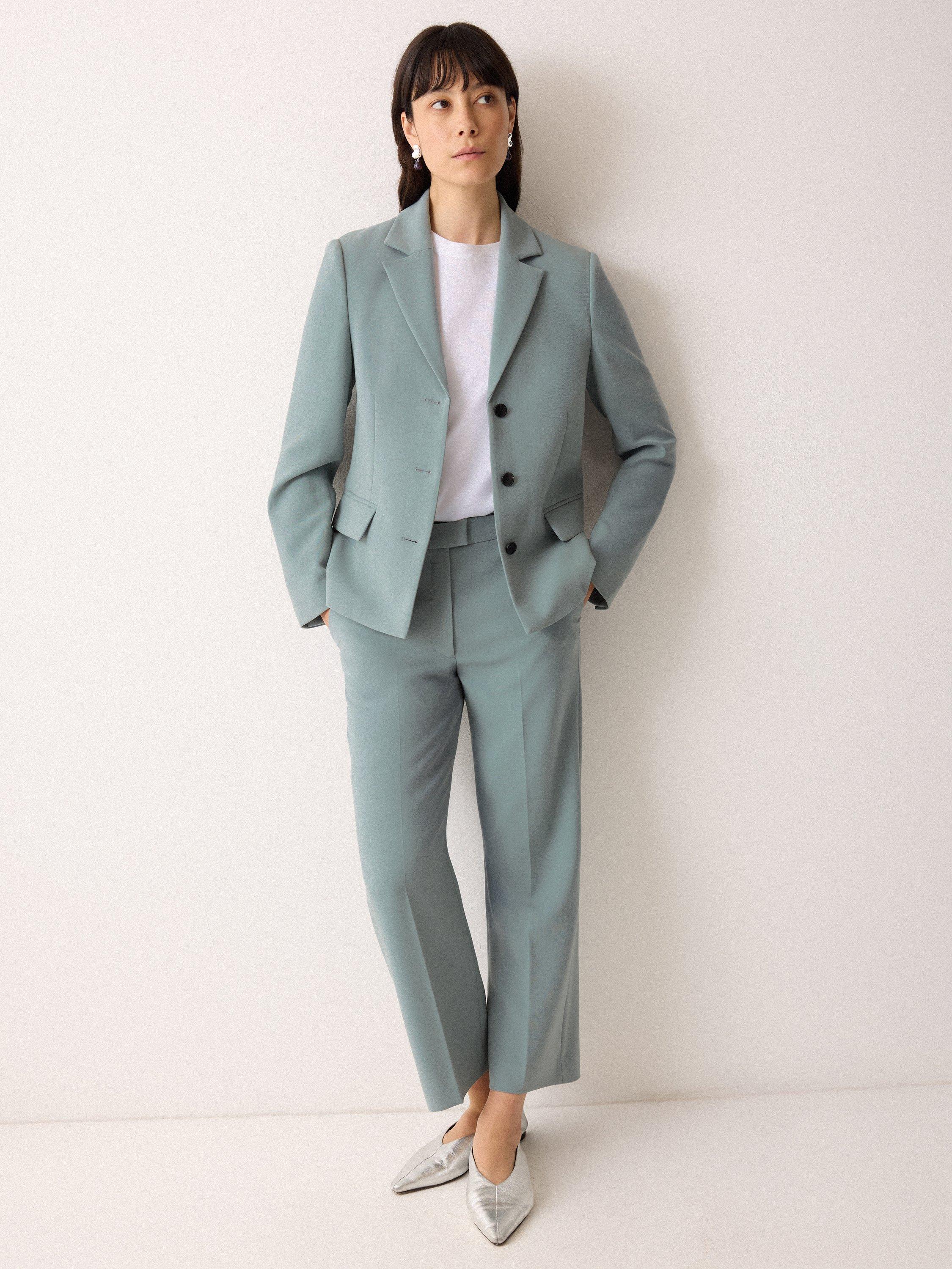 Product image 1 of 6, which shows Jigsaw Ellis Modern Crepe Blazer, Duck Egg, 8