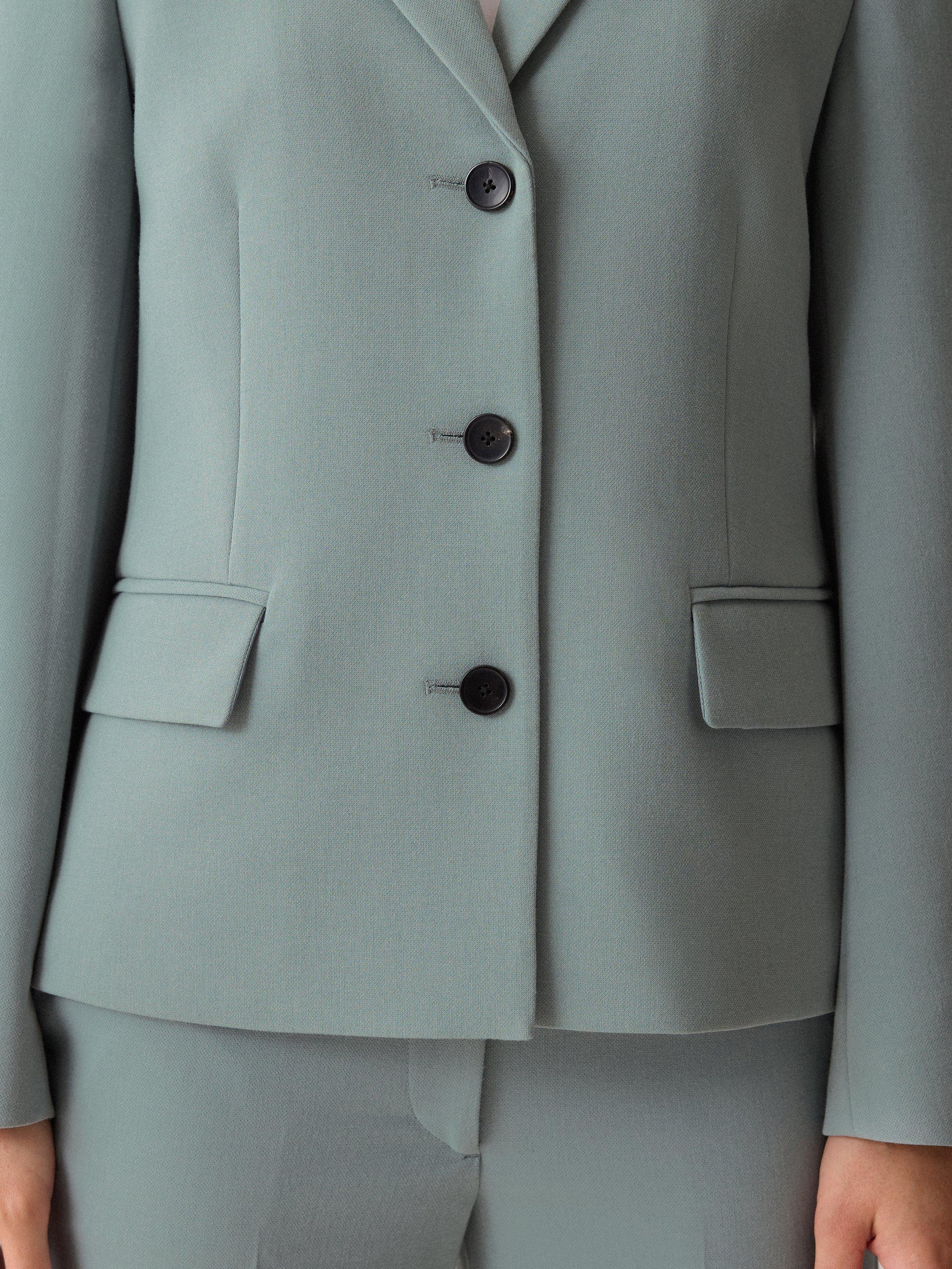 Product image 3 of 6, which shows Jigsaw Ellis Modern Crepe Blazer, Duck Egg, 8