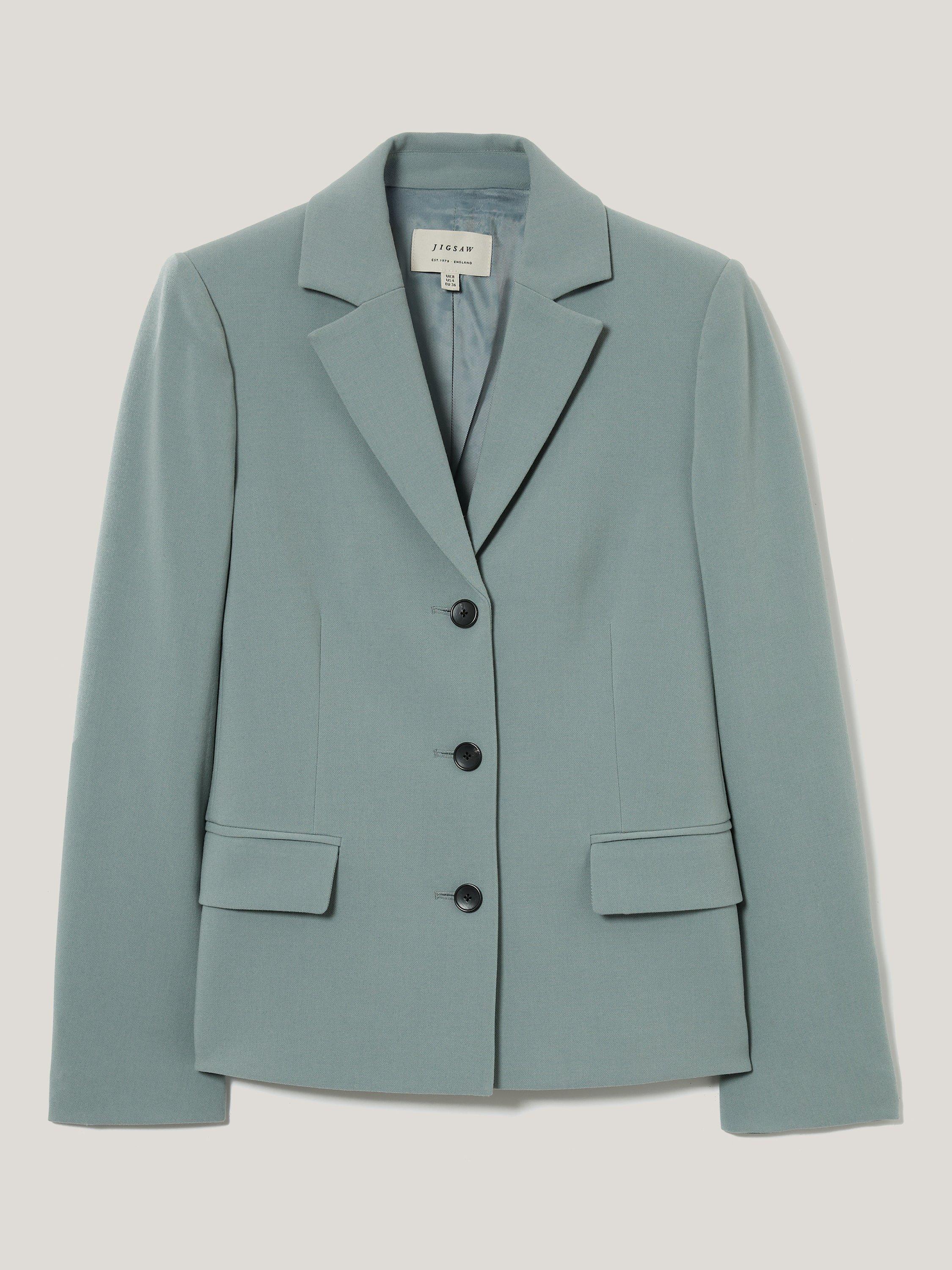 Product image 5 of 6, which shows Jigsaw Ellis Modern Crepe Blazer, Duck Egg, 8
