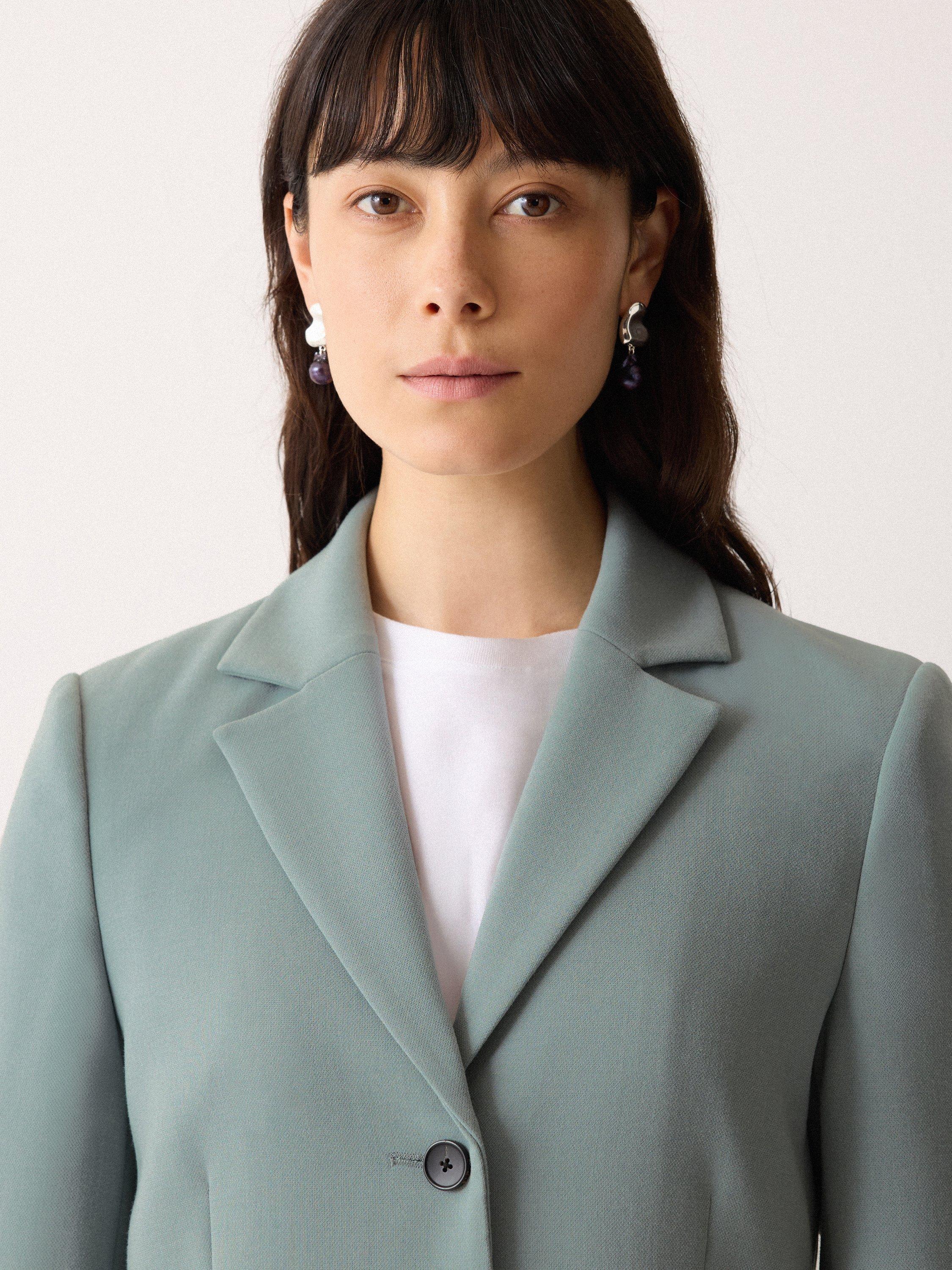 Product image 6 of 6, which shows Jigsaw Ellis Modern Crepe Blazer, Duck Egg, 8