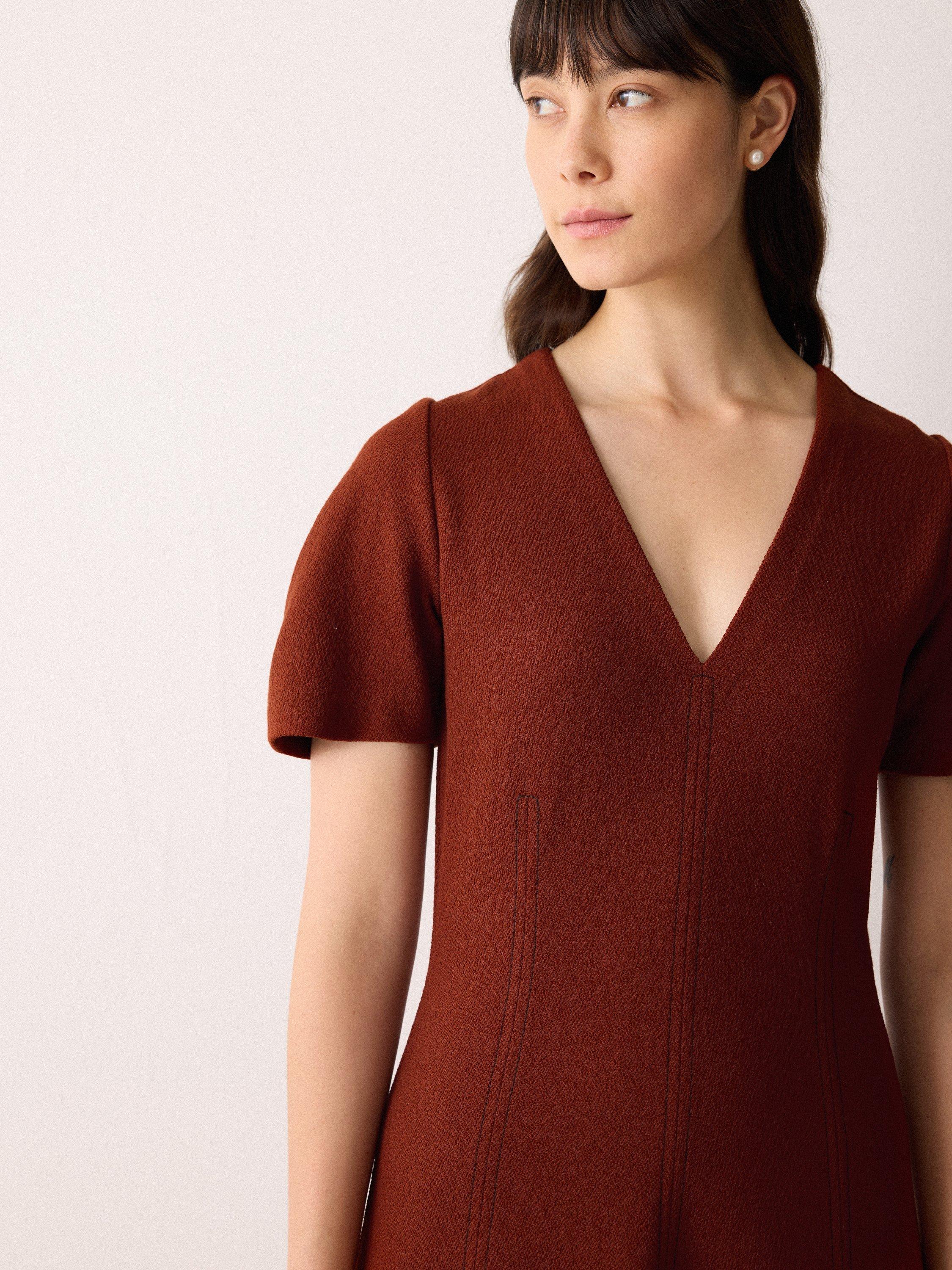 Product image 3 of 4, which shows Jigsaw Curved Sleeve Midi Dress, Auburn, XS