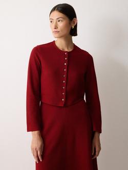 Jigsaw Textured Jersey Cord Cardigan Jacket, Red, Red