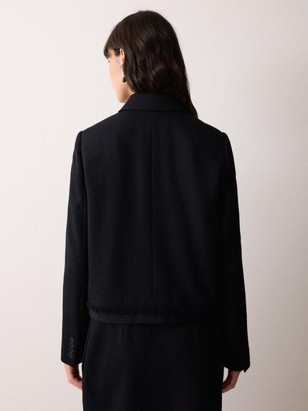 Jigsaw Grosgrain Cropped Jacket, Dark Navy - view 2, Dark Navy