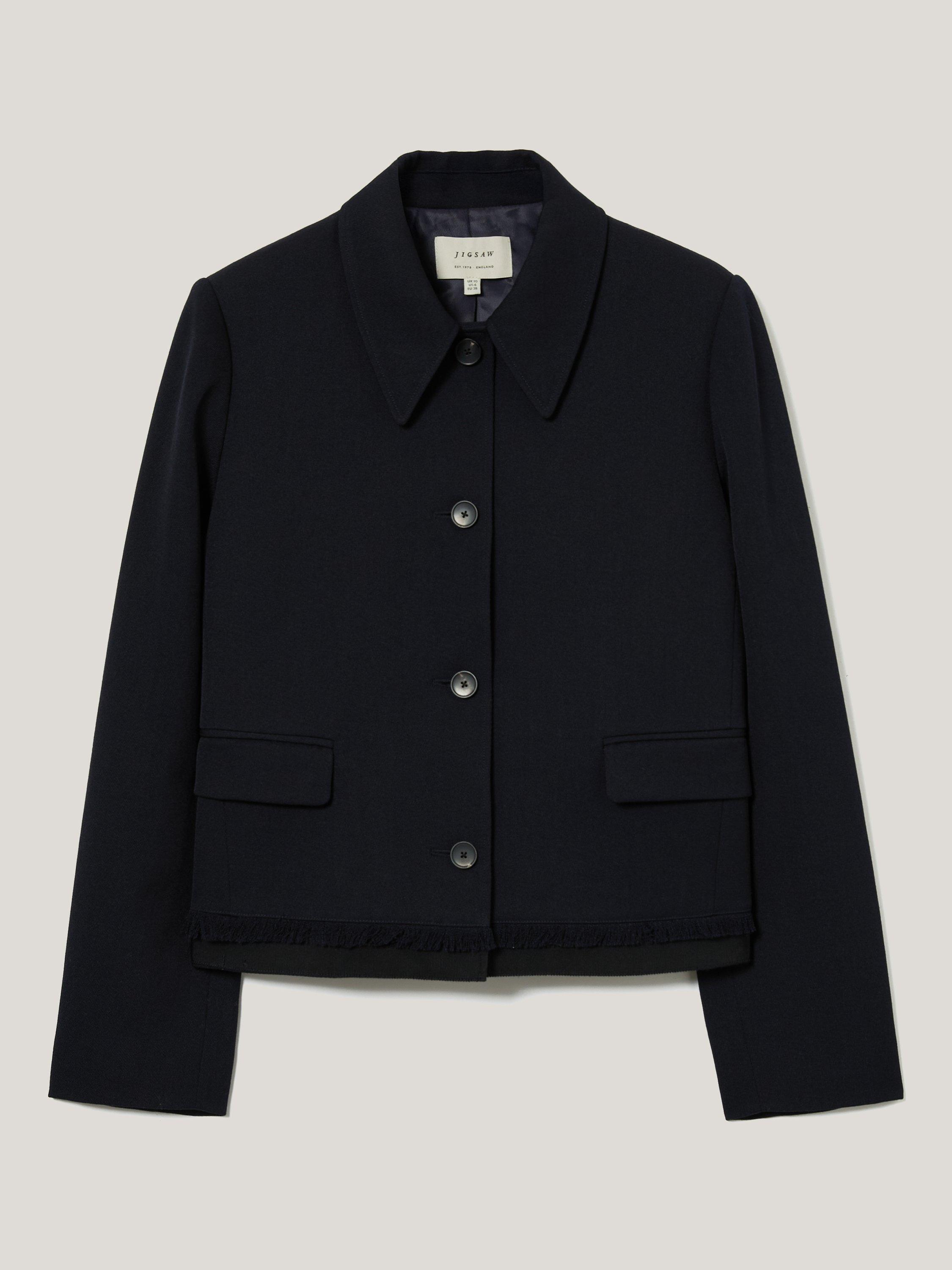 Product image 5 of 11, which shows Jigsaw Grosgrain Cropped Jacket, Dark Navy, 8