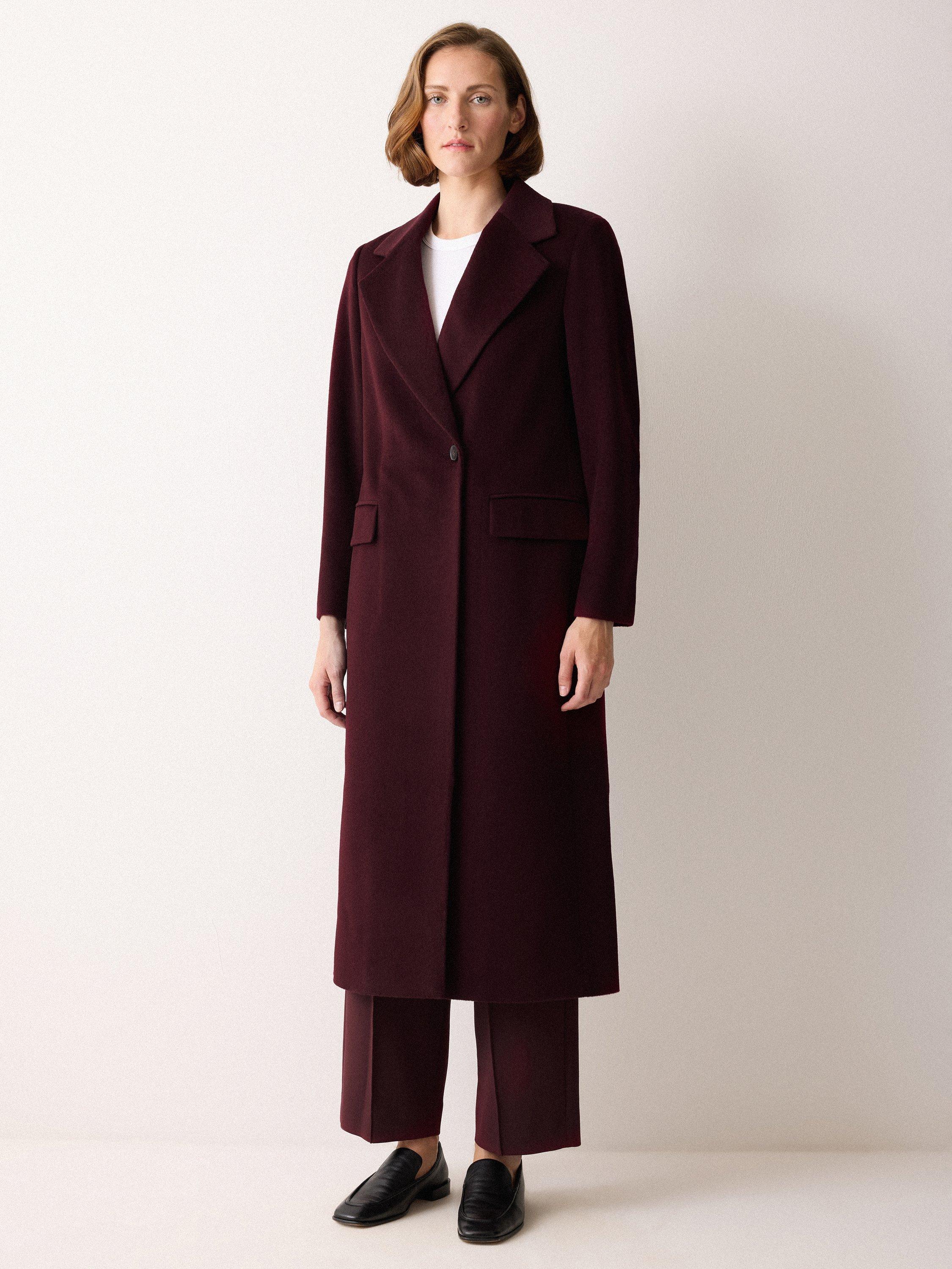 Product image 1 of 6, which shows Jigsaw Pure Wool Maxi City Coat, Purple, 6