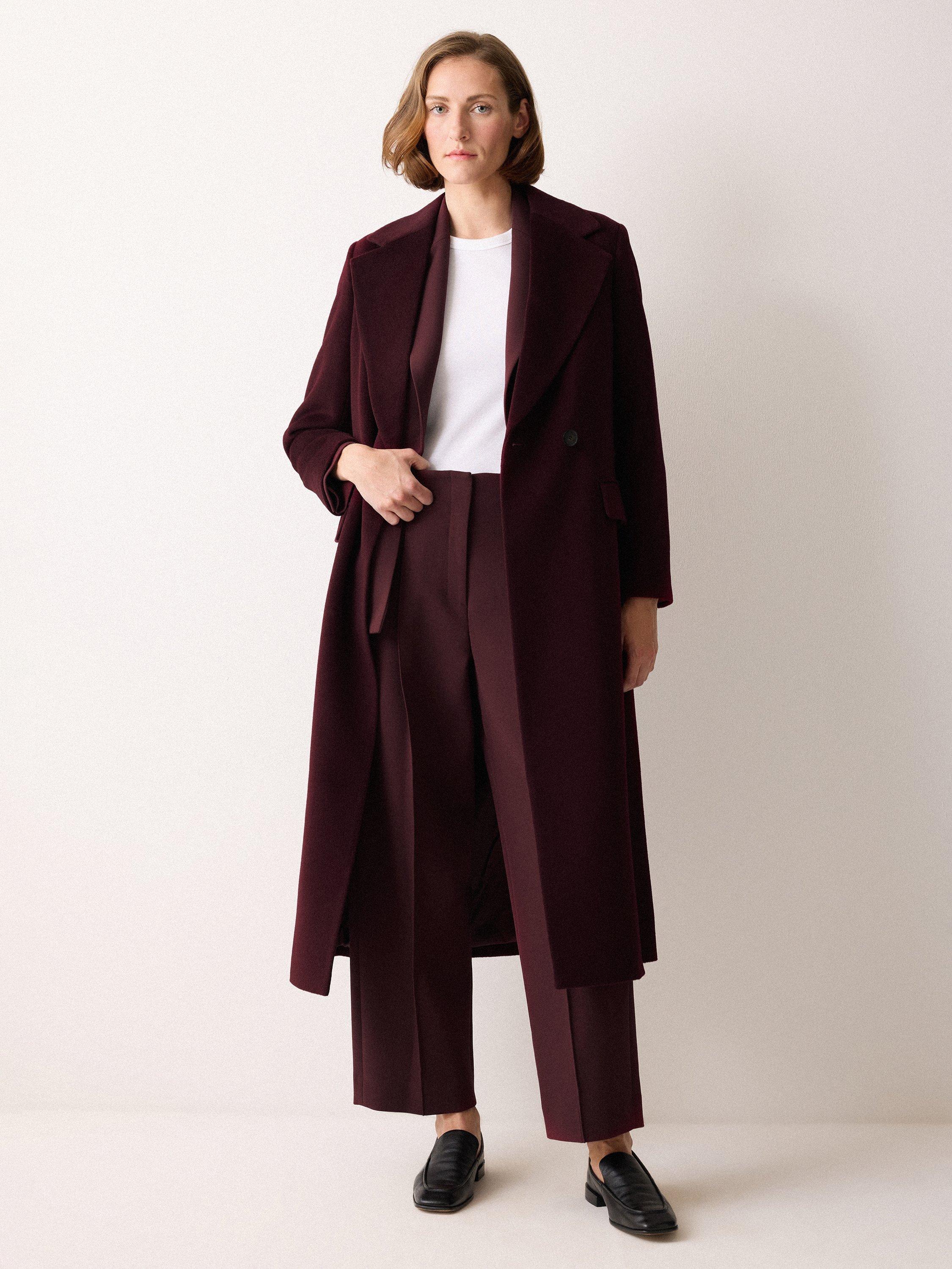 Product image 3 of 6, which shows Jigsaw Pure Wool Maxi City Coat, Purple, 6