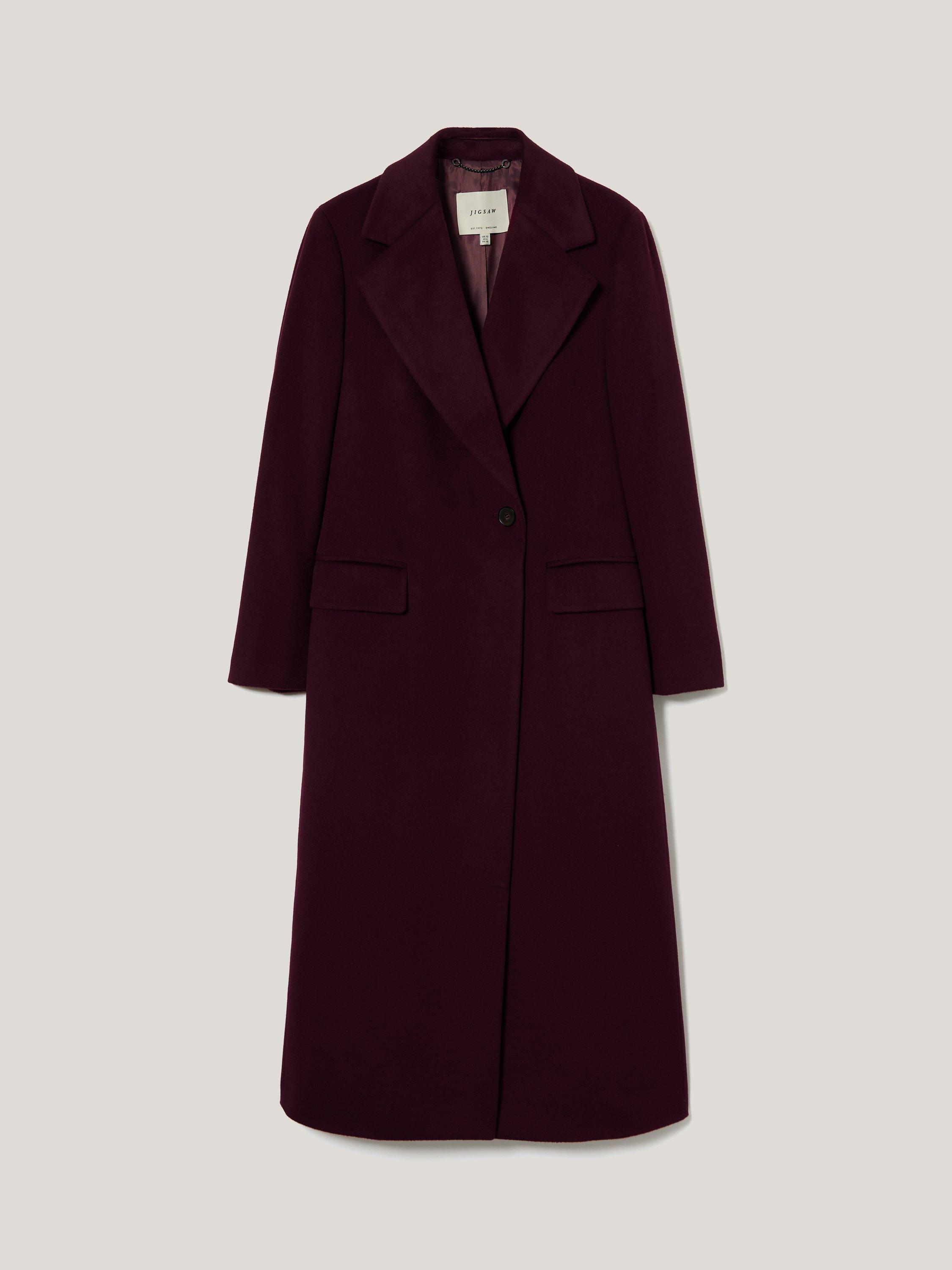 Product image 5 of 6, which shows Jigsaw Pure Wool Maxi City Coat, Purple, 6