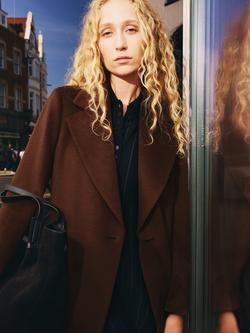 Jigsaw Pure Wool Maxi City Coat, Brown