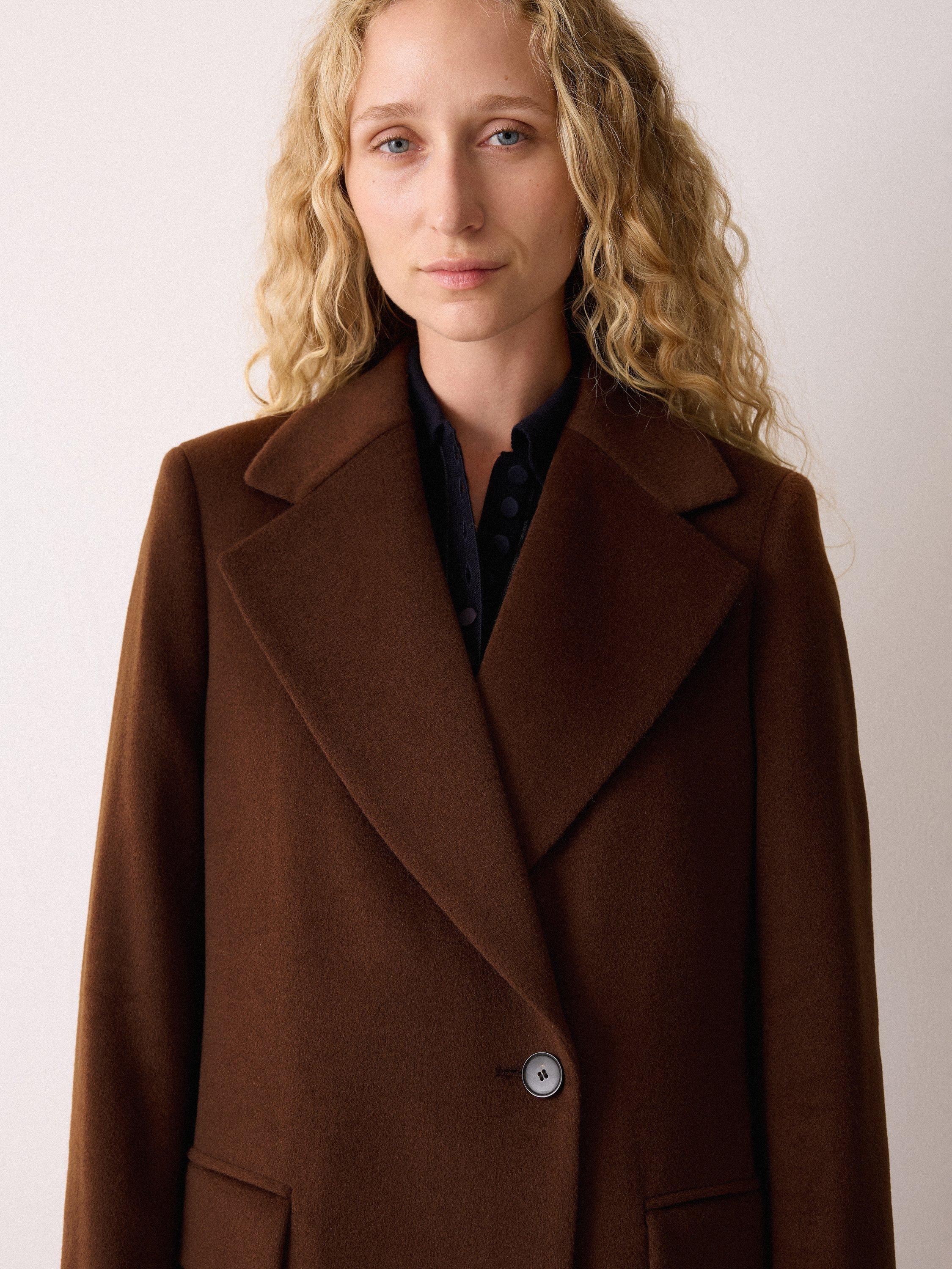 Product image 3 of 7, which shows Jigsaw Pure Wool Maxi City Coat, Brown, 6