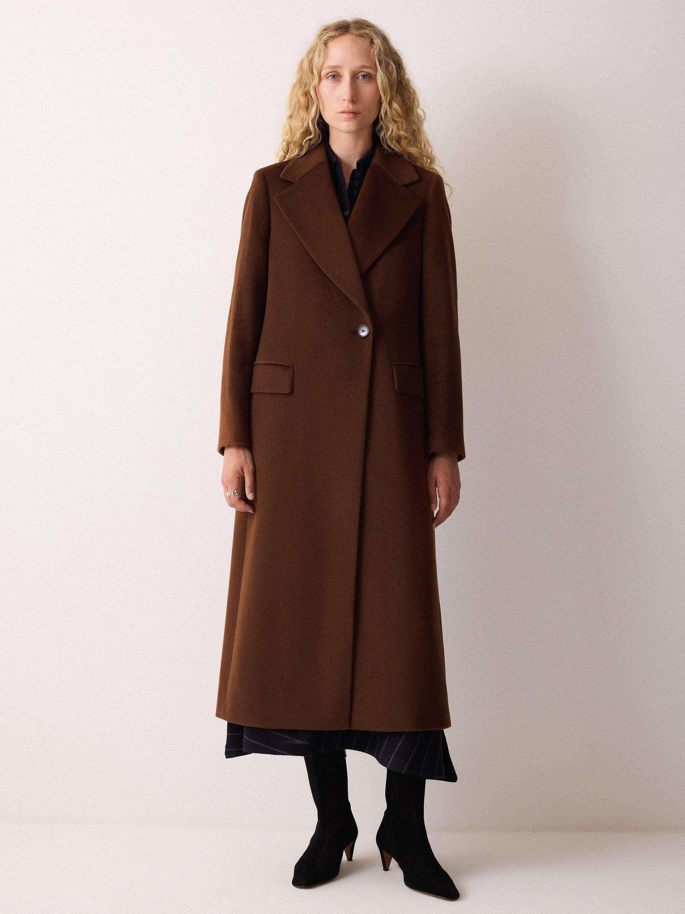 Product image 4 of 7, which shows Jigsaw Pure Wool Maxi City Coat, Brown, 6
