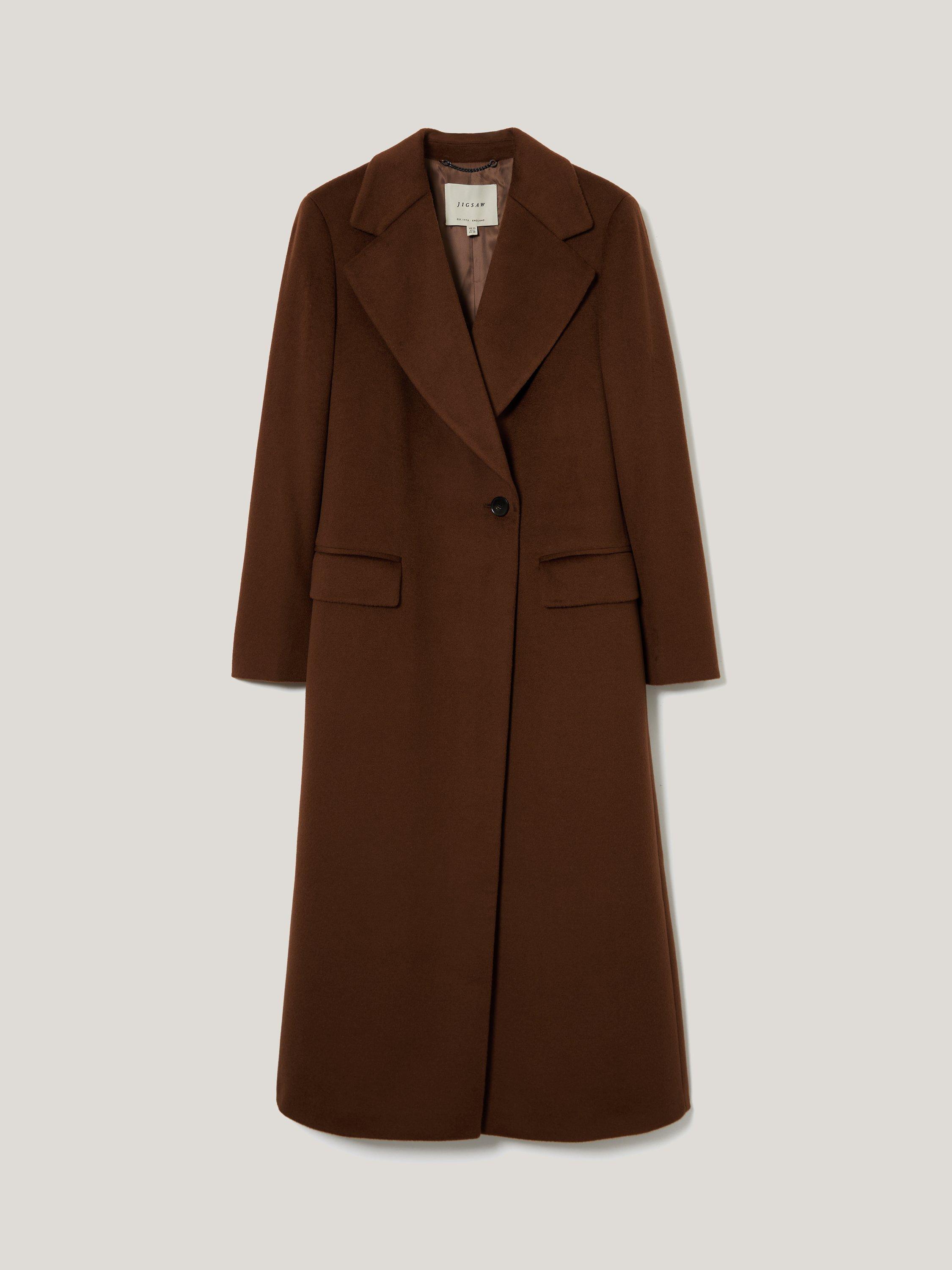 Product image 5 of 7, which shows Jigsaw Pure Wool Maxi City Coat, Brown, 6