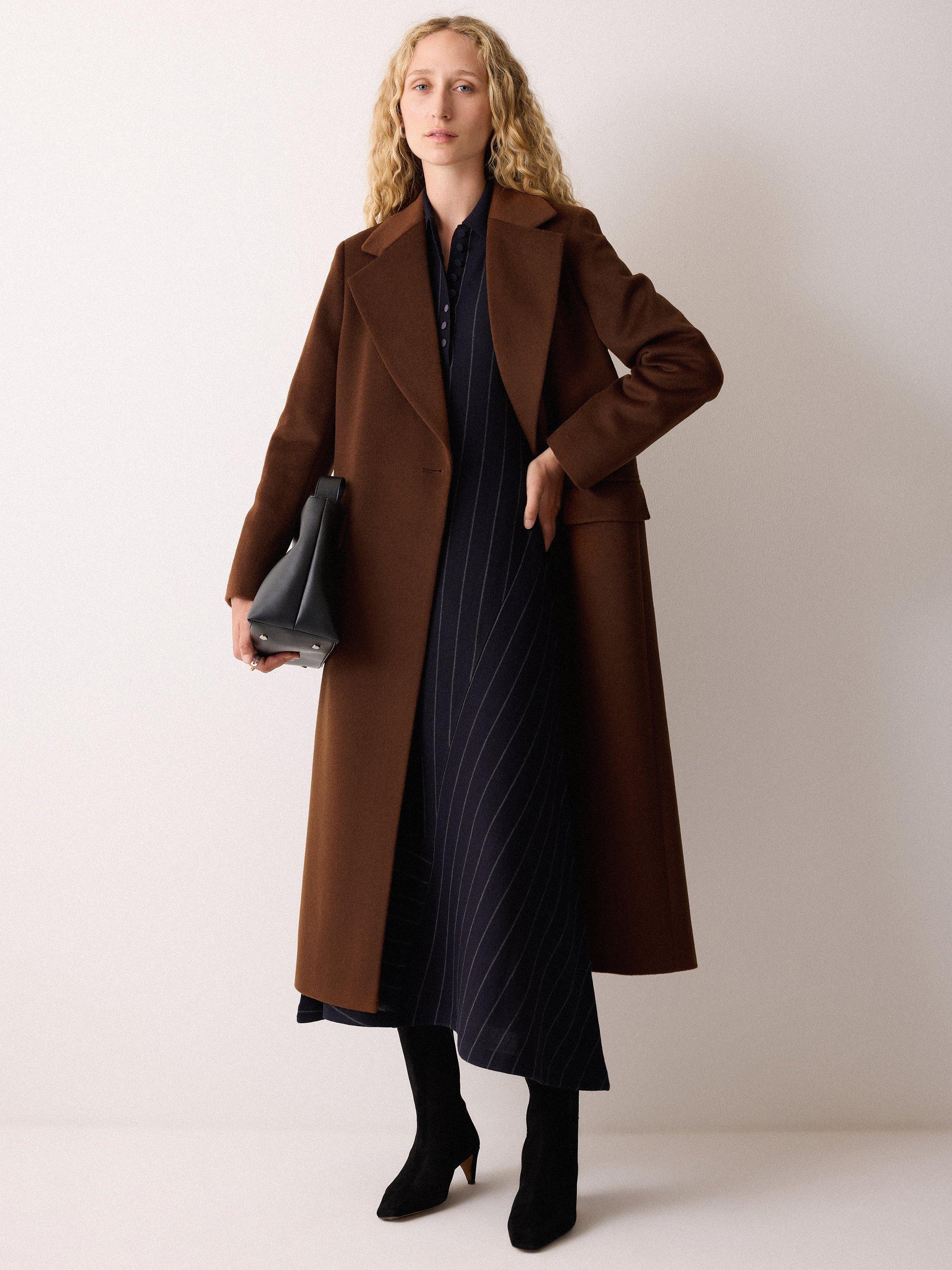 Product image 6 of 7, which shows Jigsaw Pure Wool Maxi City Coat, Brown, 6