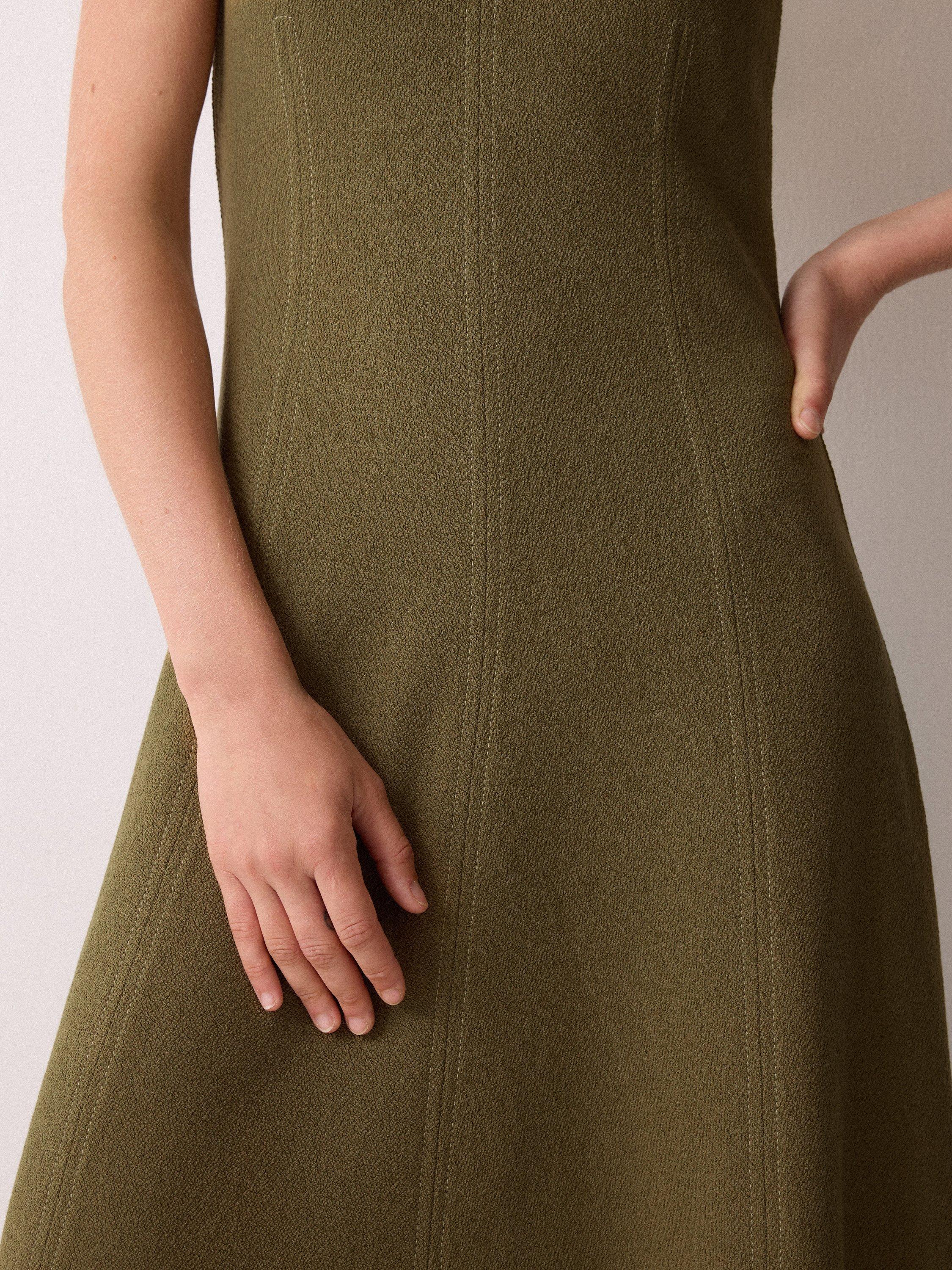 Product image 6 of 6, which shows Jigsaw Curved Sleeve Midi Dress, Khaki, XS