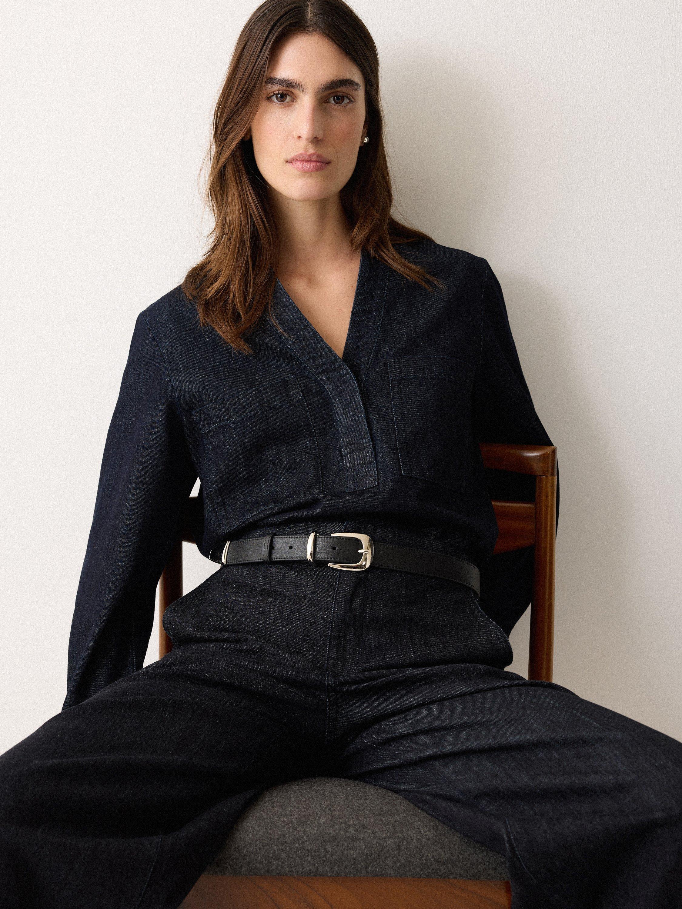 Product image 4 of 5, which shows Jigsaw Denim Tunic Shirt, Indigo, 6