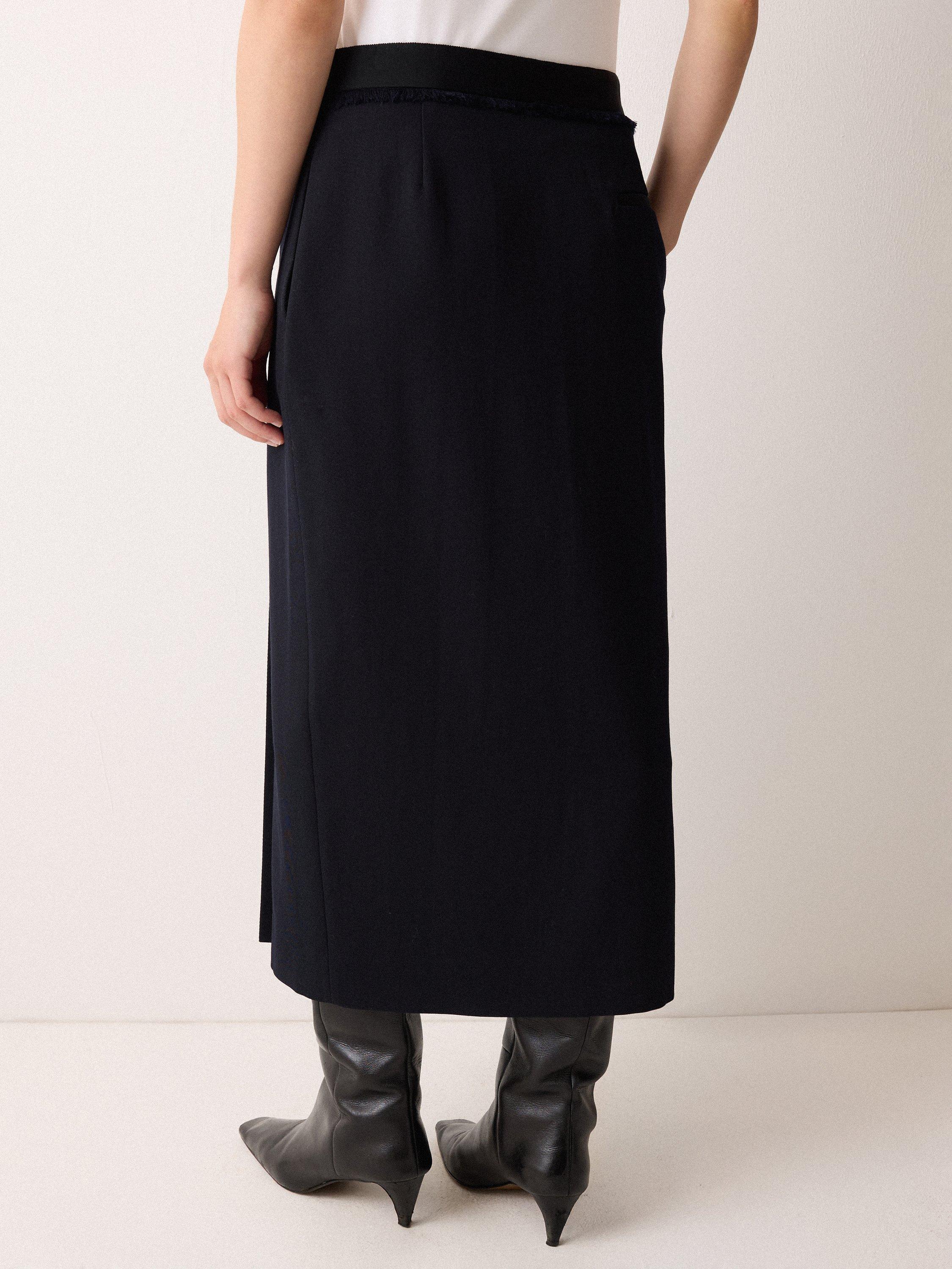 Product image 2 of 11, which shows Jigsaw Grosgrain Trim Wool Blend Wrap Skirt, Dark Navy, 8