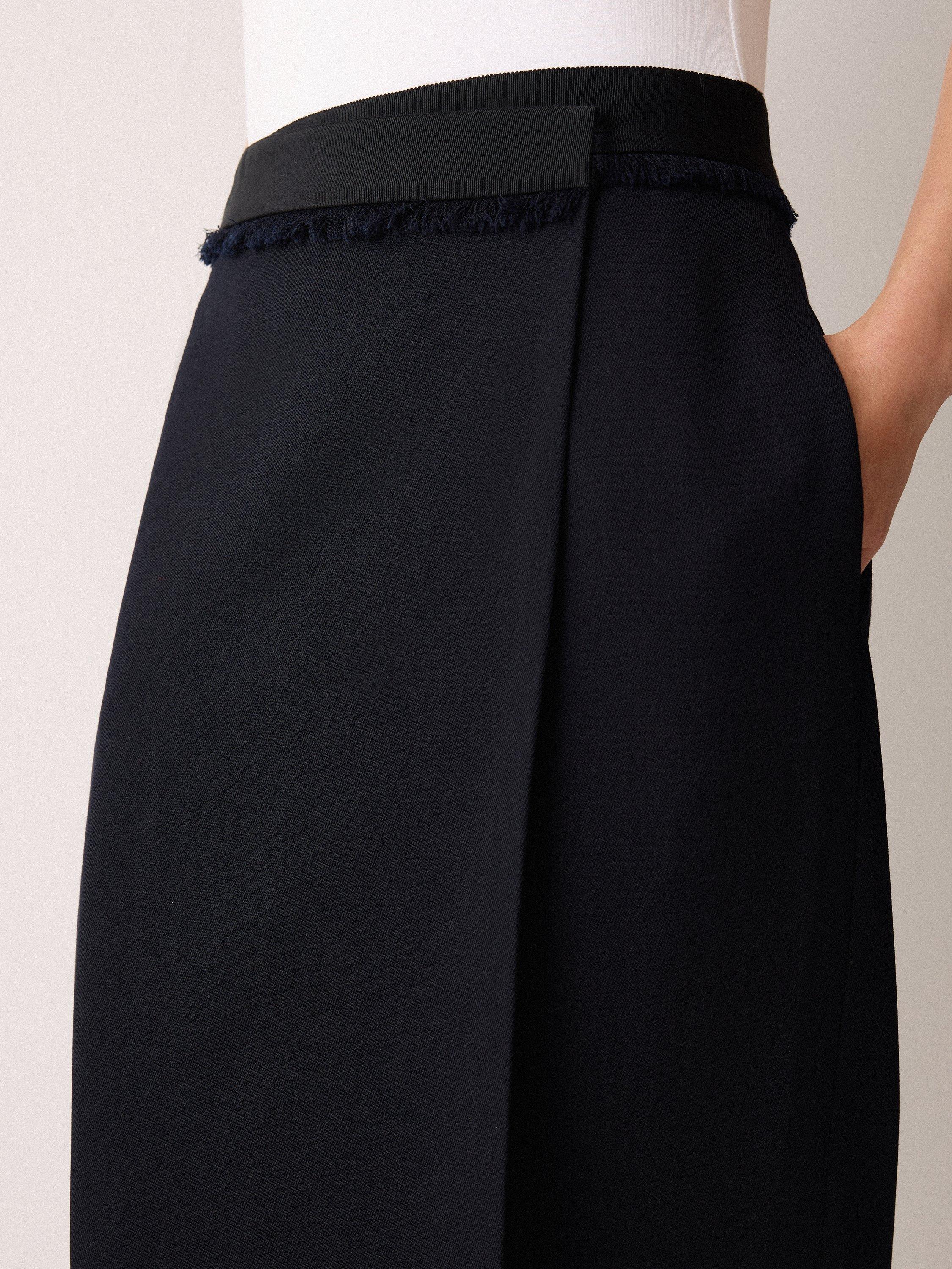 Product image 3 of 11, which shows Jigsaw Grosgrain Trim Wool Blend Wrap Skirt, Dark Navy, 8