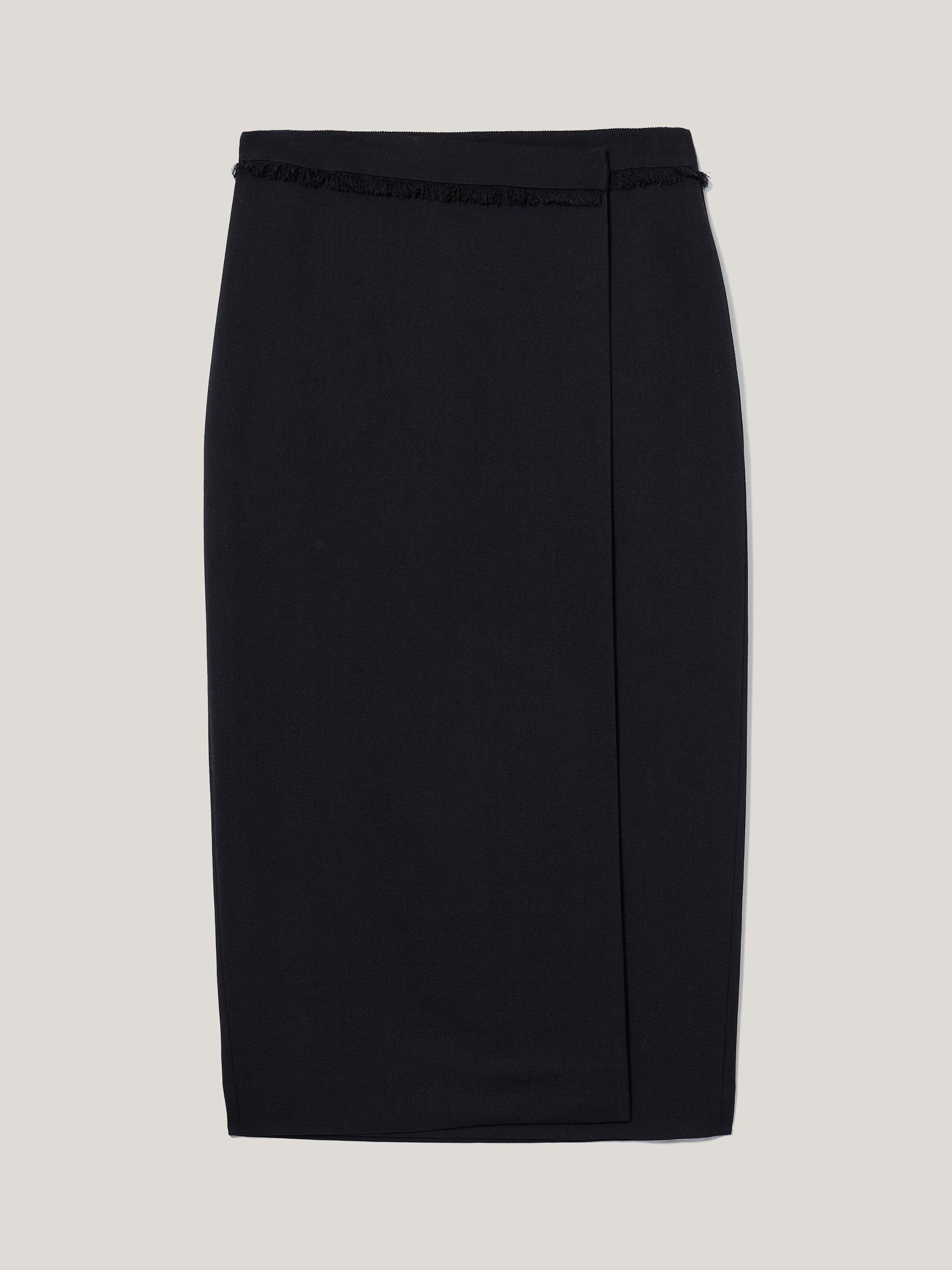 Product image 5 of 11, which shows Jigsaw Grosgrain Trim Wool Blend Wrap Skirt, Dark Navy, 8
