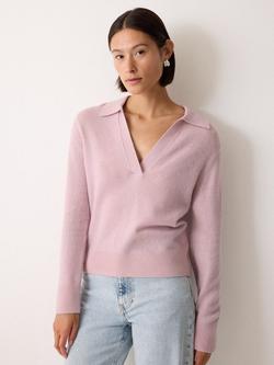Jigsaw Compact Wool Blend Collar Jumper, Pink