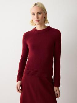 Jigsaw Compact Wool Crew Neck Jumper, Red