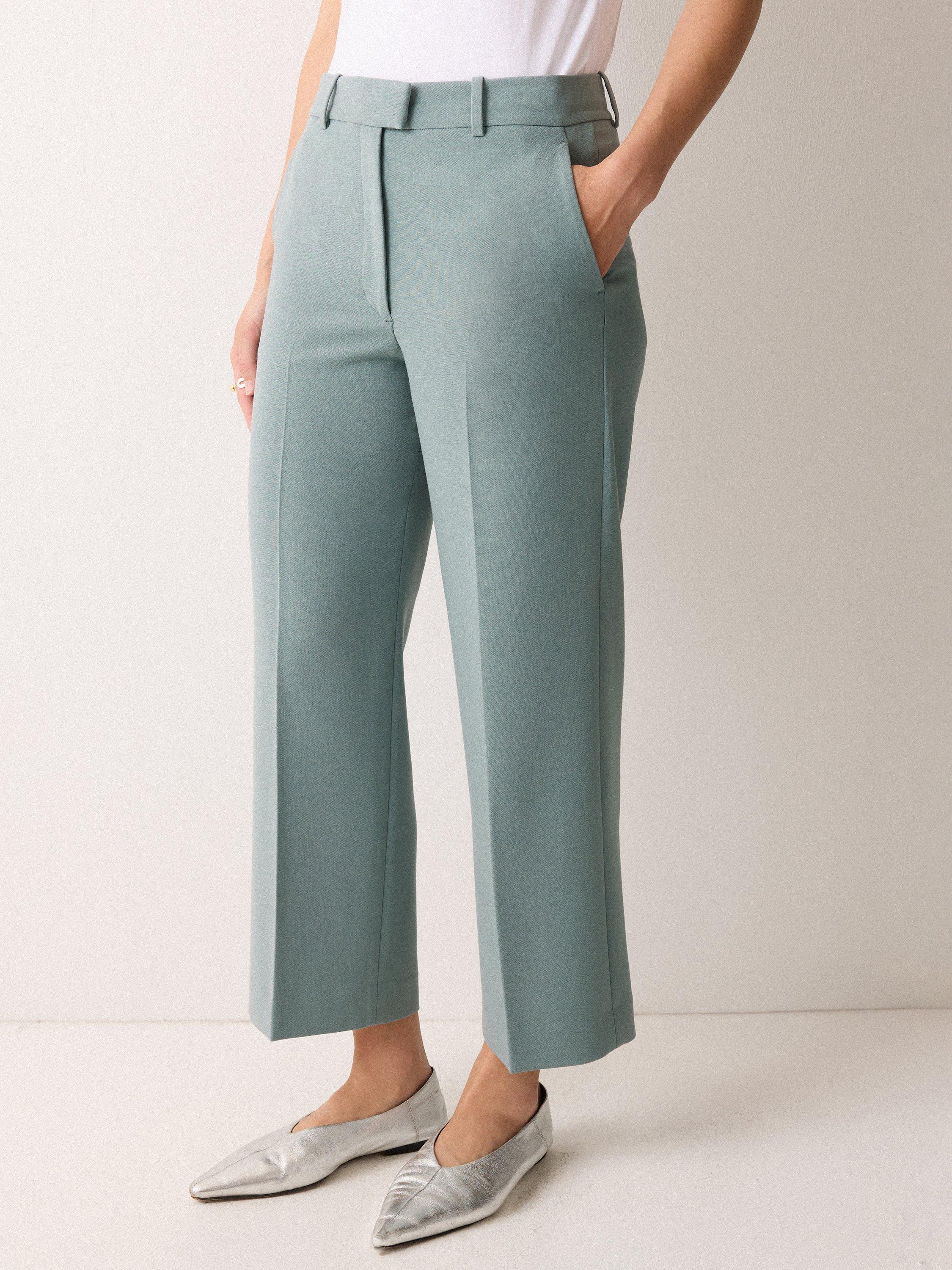 Product image 1 of 5, which shows Jigsaw Elm High Rise Crepe Trousers, Blue, 12