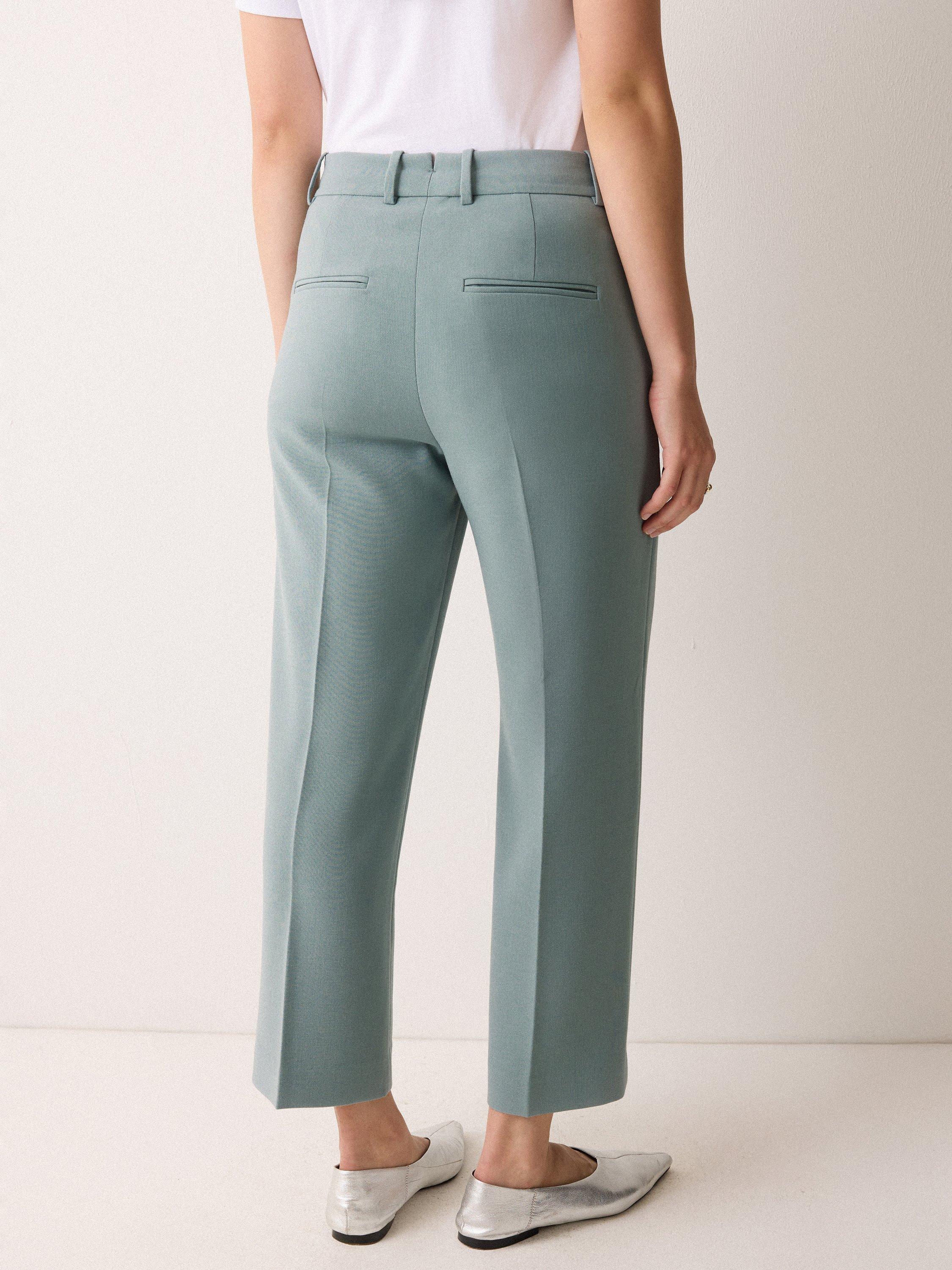 Product image 2 of 5, which shows Jigsaw Elm High Rise Crepe Trousers, Blue, 12