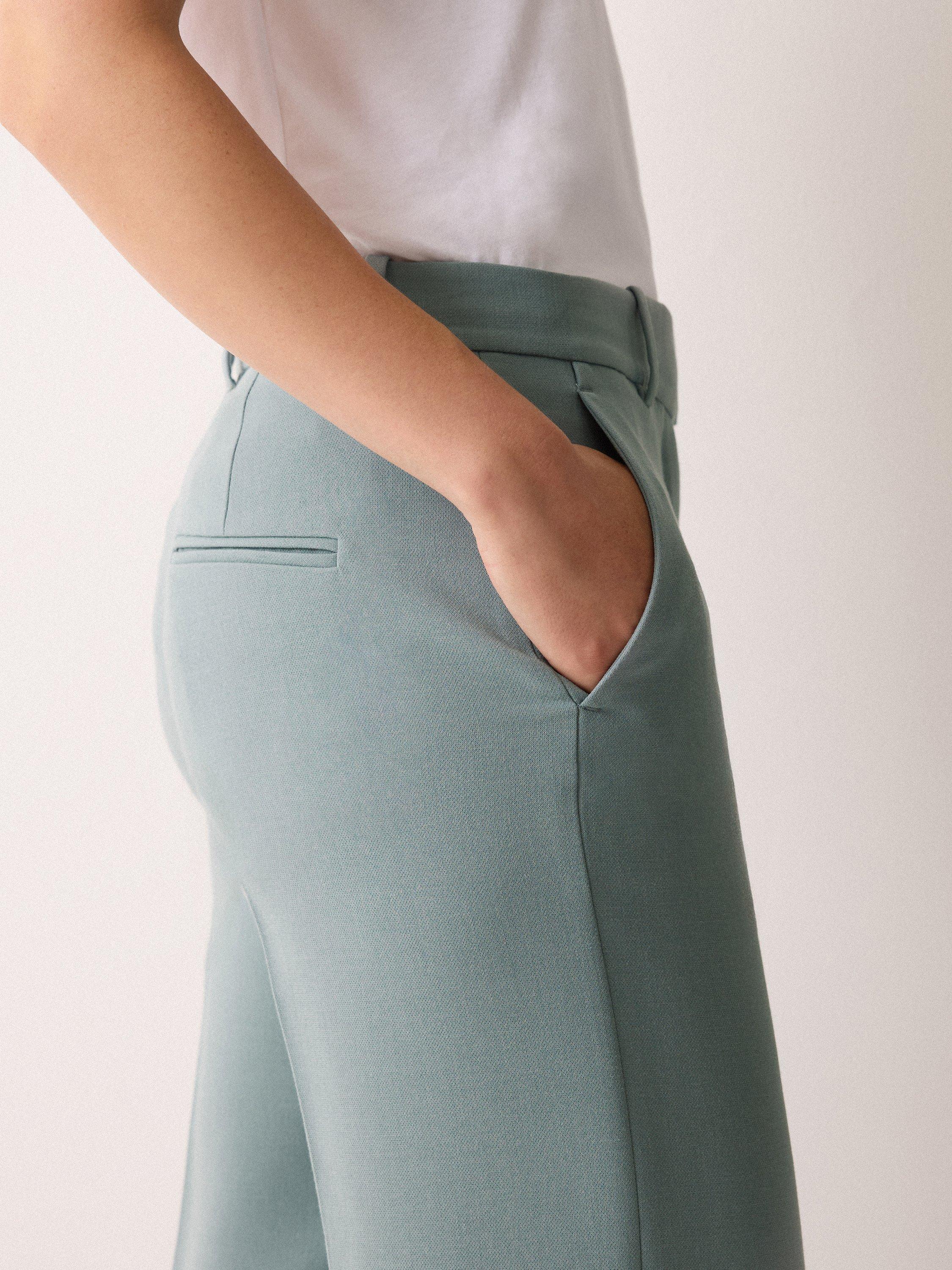 Product image 3 of 5, which shows Jigsaw Elm High Rise Crepe Trousers, Blue, 12