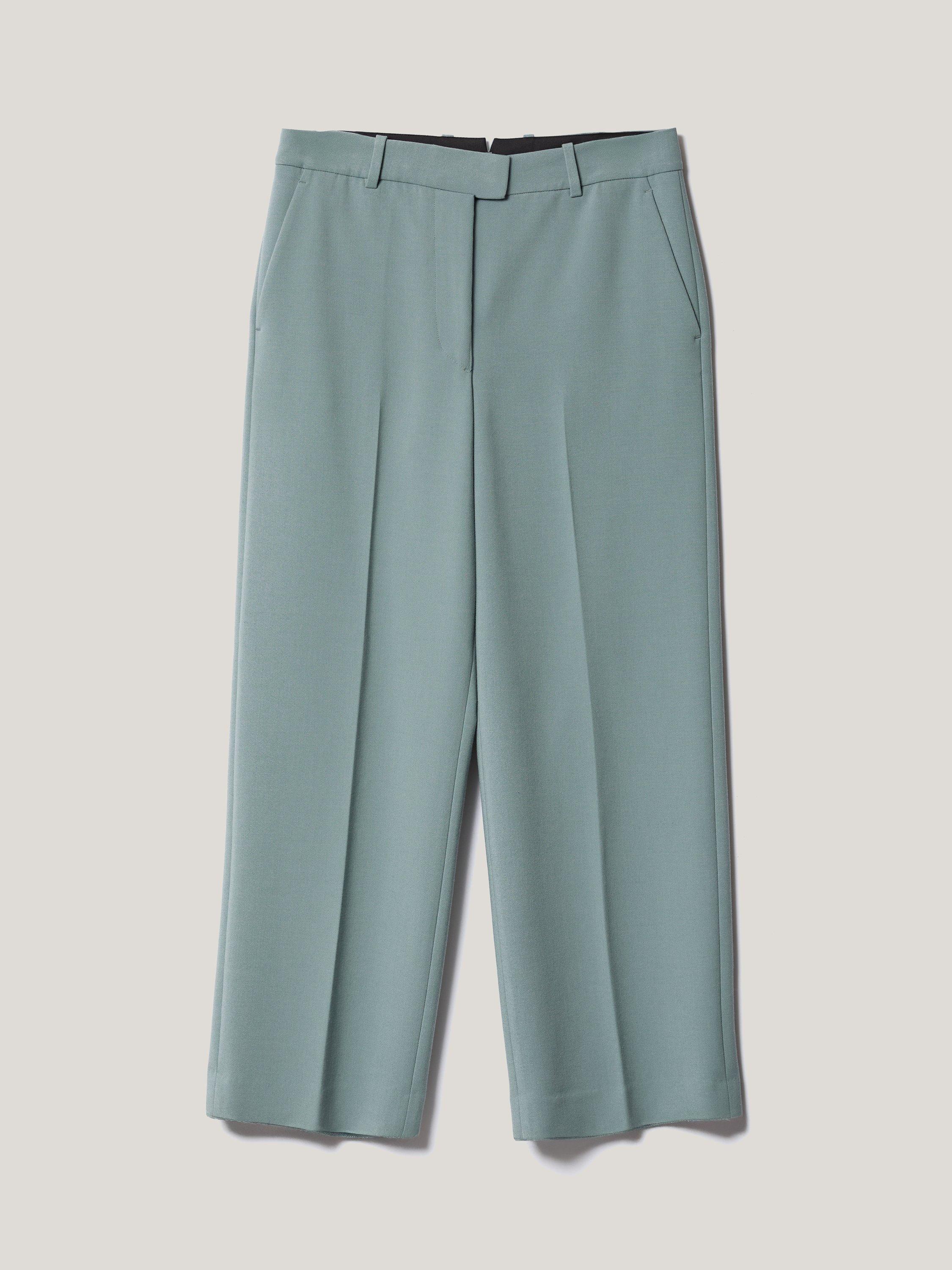 Product image 5 of 5, which shows Jigsaw Elm High Rise Crepe Trousers, Blue, 12
