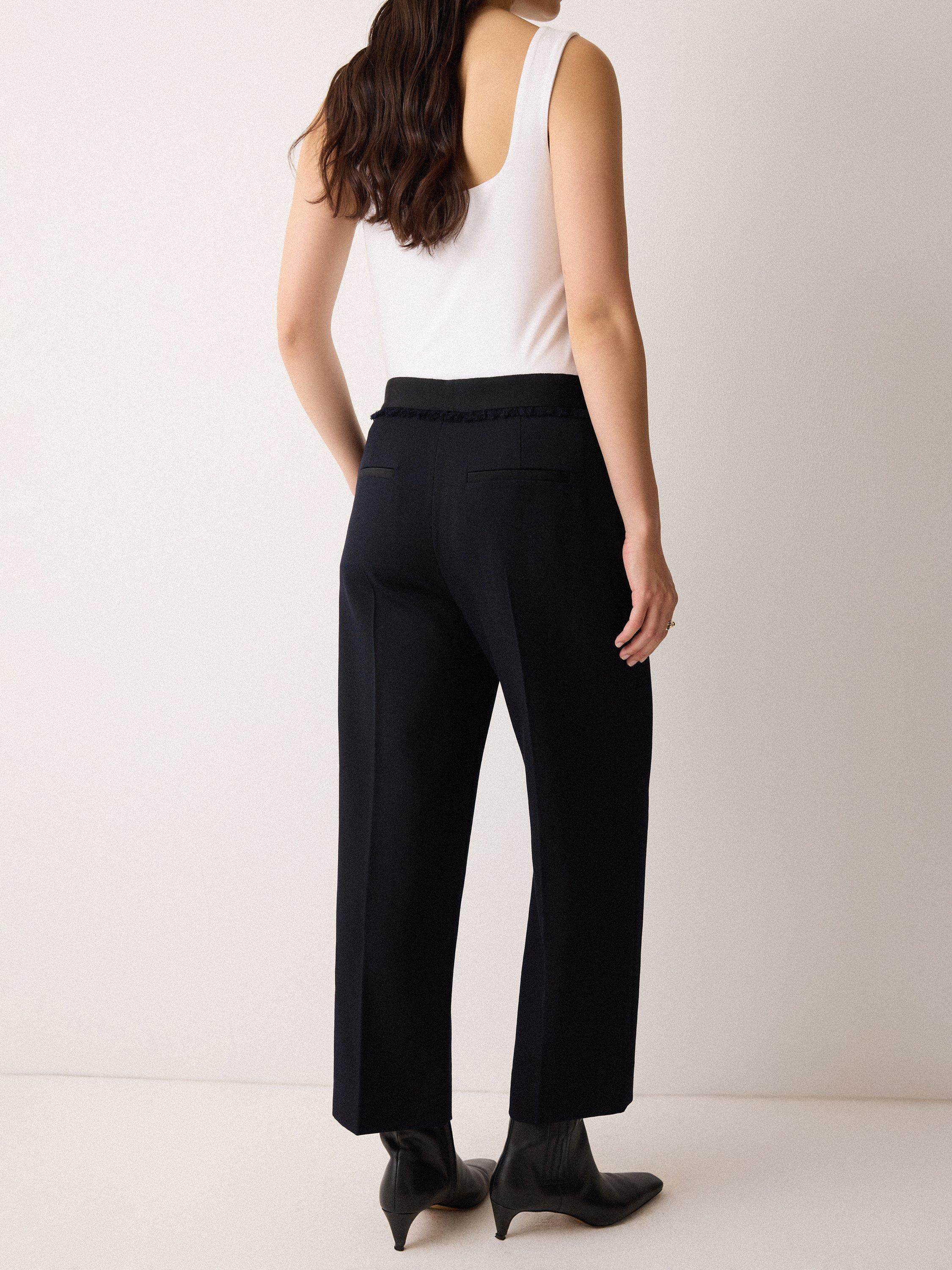 Product image 2 of 6, which shows Jigsaw Grosgrain Cropped Trousers, Dark Navy, 10