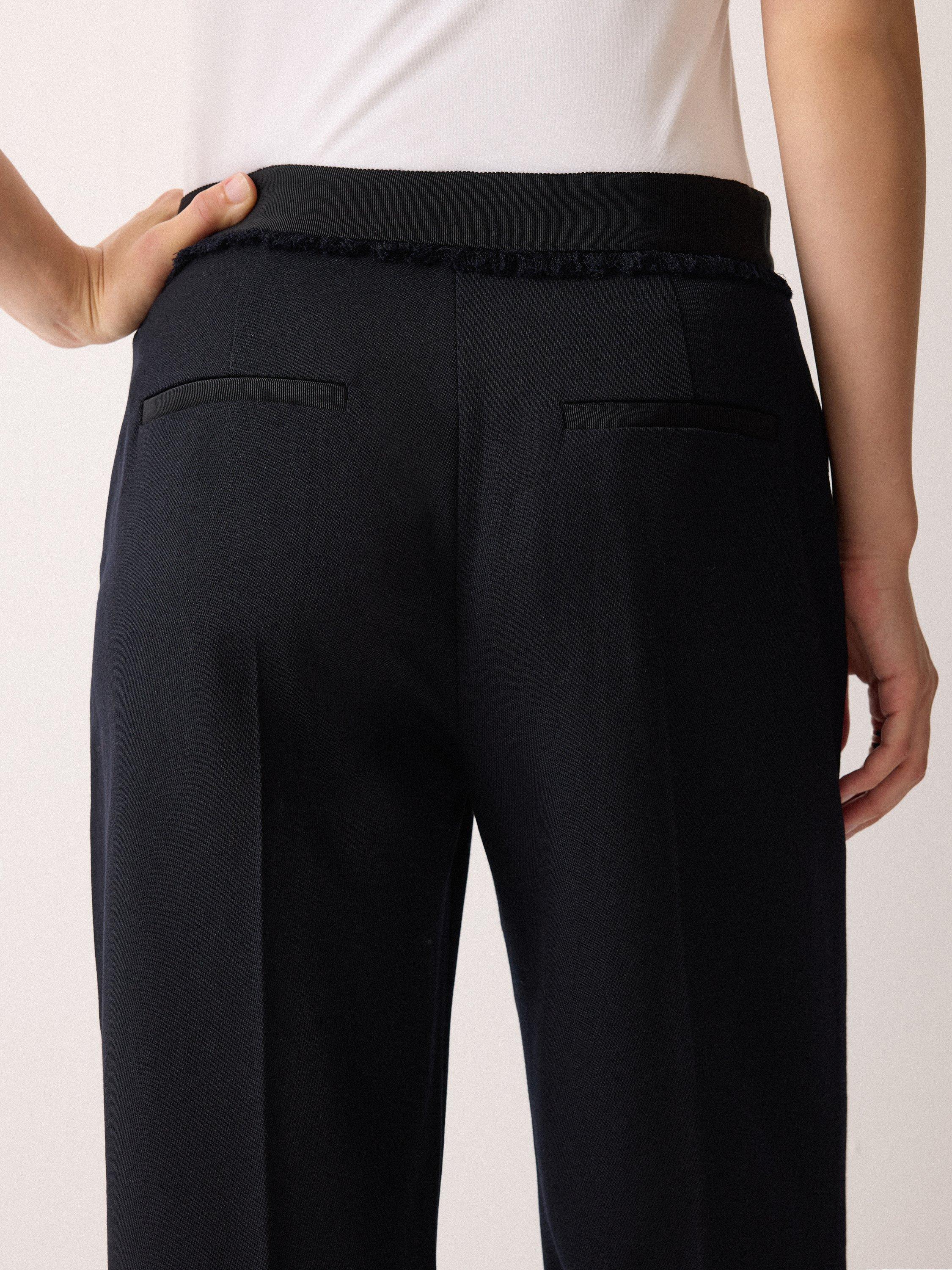 Product image 6 of 6, which shows Jigsaw Grosgrain Cropped Trousers, Dark Navy, 10