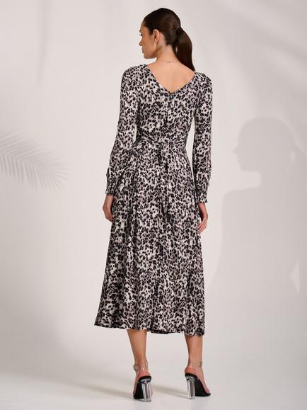 Jolie Moi Animal Print Belted Jersey Maxi Dress, Multi - view 2, Multi