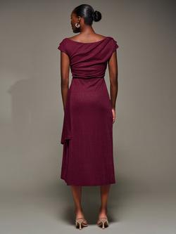Jolie Moi Draped Cowl Neck Midi Dress - view 2, Burgundy