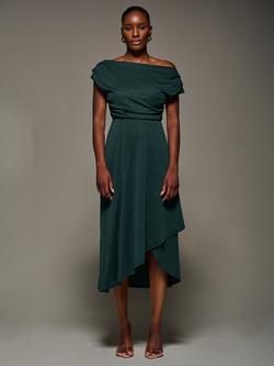 Jolie Moi Draped Cowl Neck Midi Dress, Dark Green
