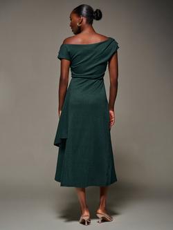 Jolie Moi Draped Cowl Neck Midi Dress - view 2, Dark Green