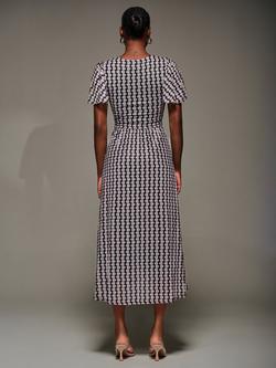 Jolie Moi Geometric Short Sleeve Mesh Dress, Black/Multi - view 2, Black/Multi