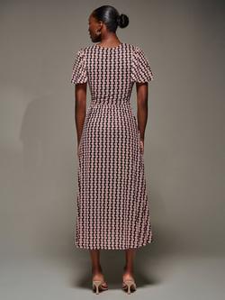 Jolie Moi Geometric Short Sleeve Mesh Dress, Pink/Multi - view 2, Pink/Multi