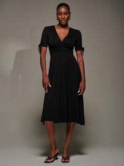 Jolie Moi Tie Sleeve Midi Dress, Black, Black