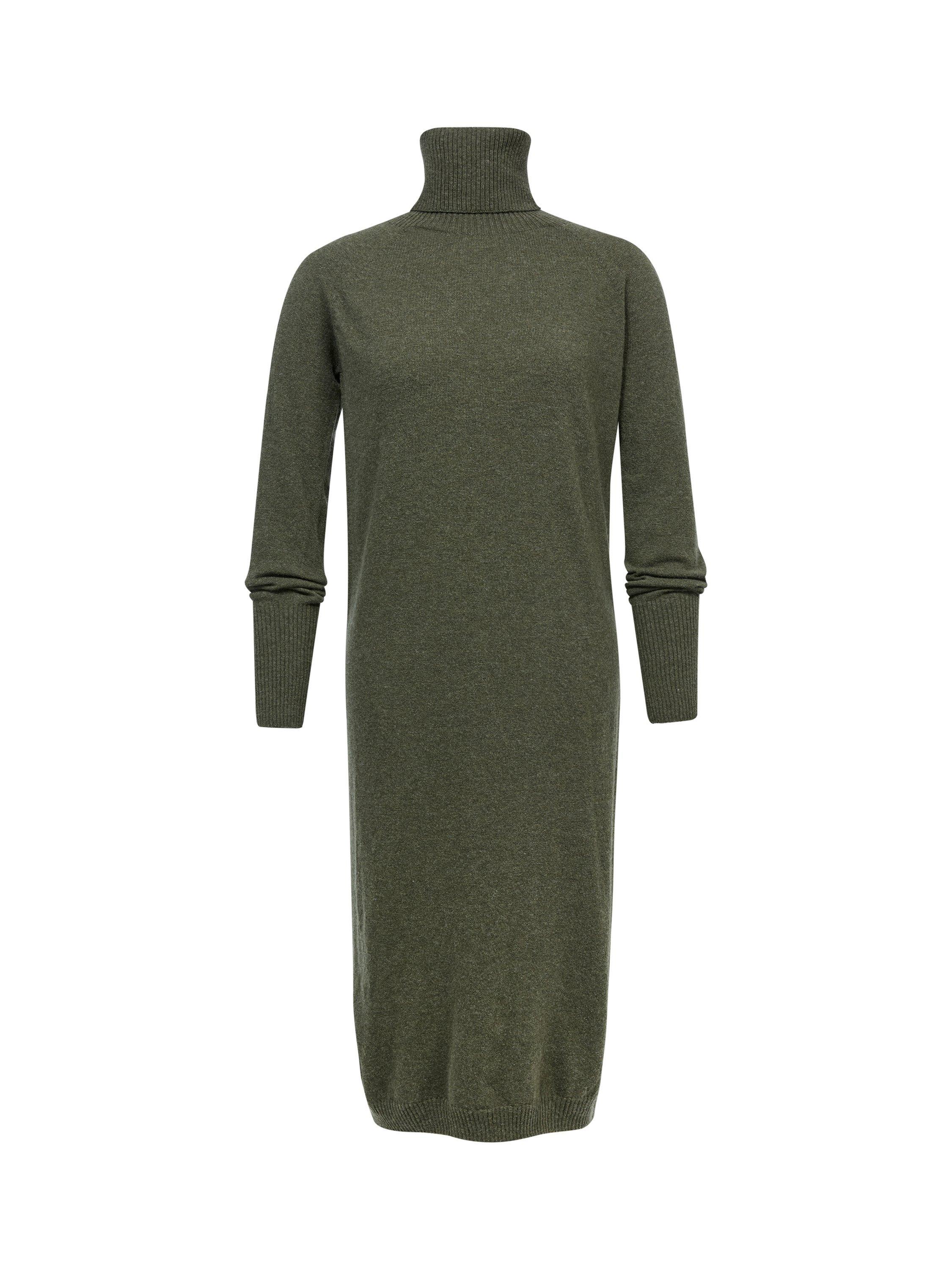 Product image 2 of 5, which shows Celtic & Co. Roll Neck Pure Wool Jumper Dress, Olive, XS