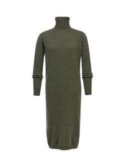 Celtic & Co. Roll Neck Pure Wool Jumper Dress, Olive - view 2, Olive